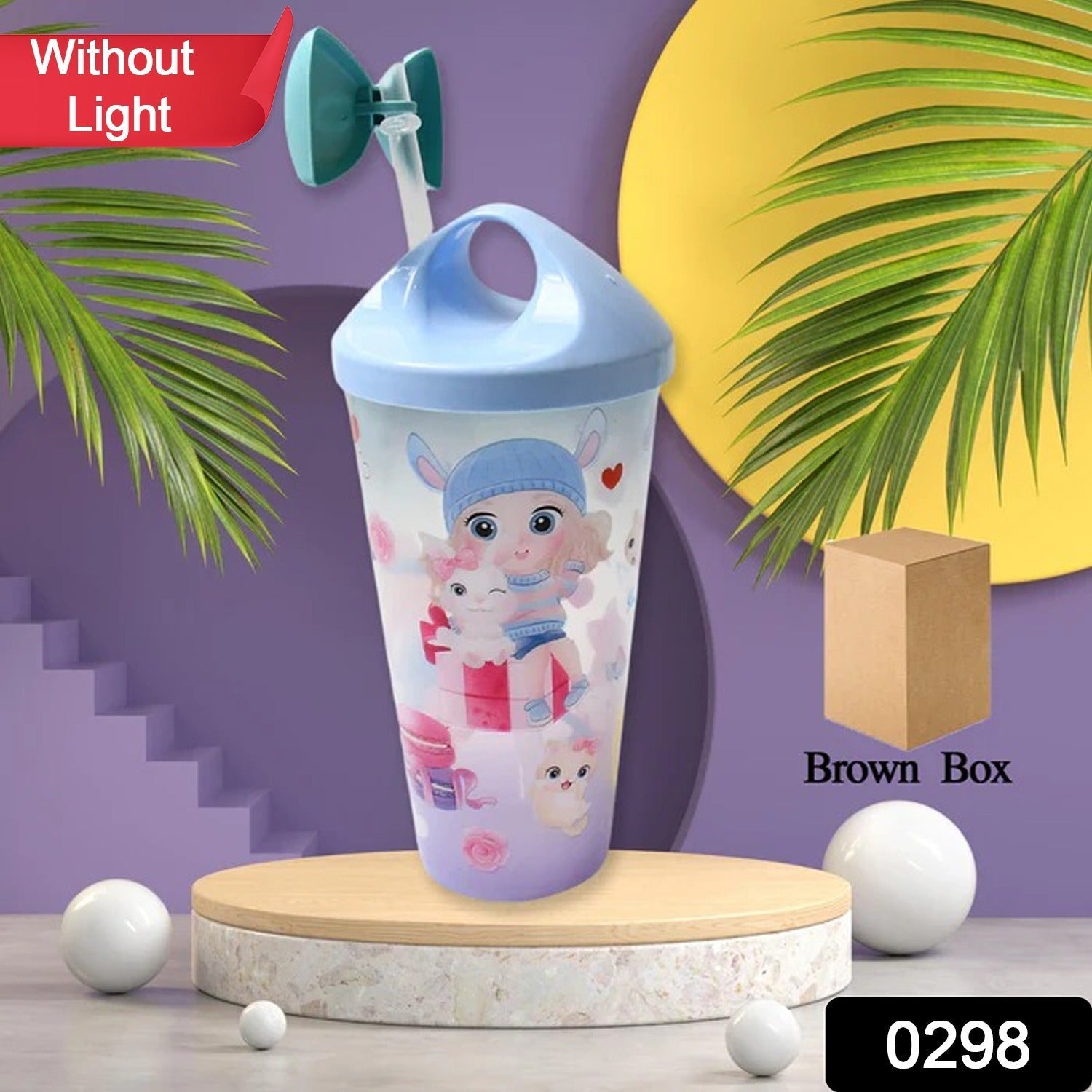 Unicorn Water Bottle with Straw & Lid for Kids (Without Light) Variety Bazaar