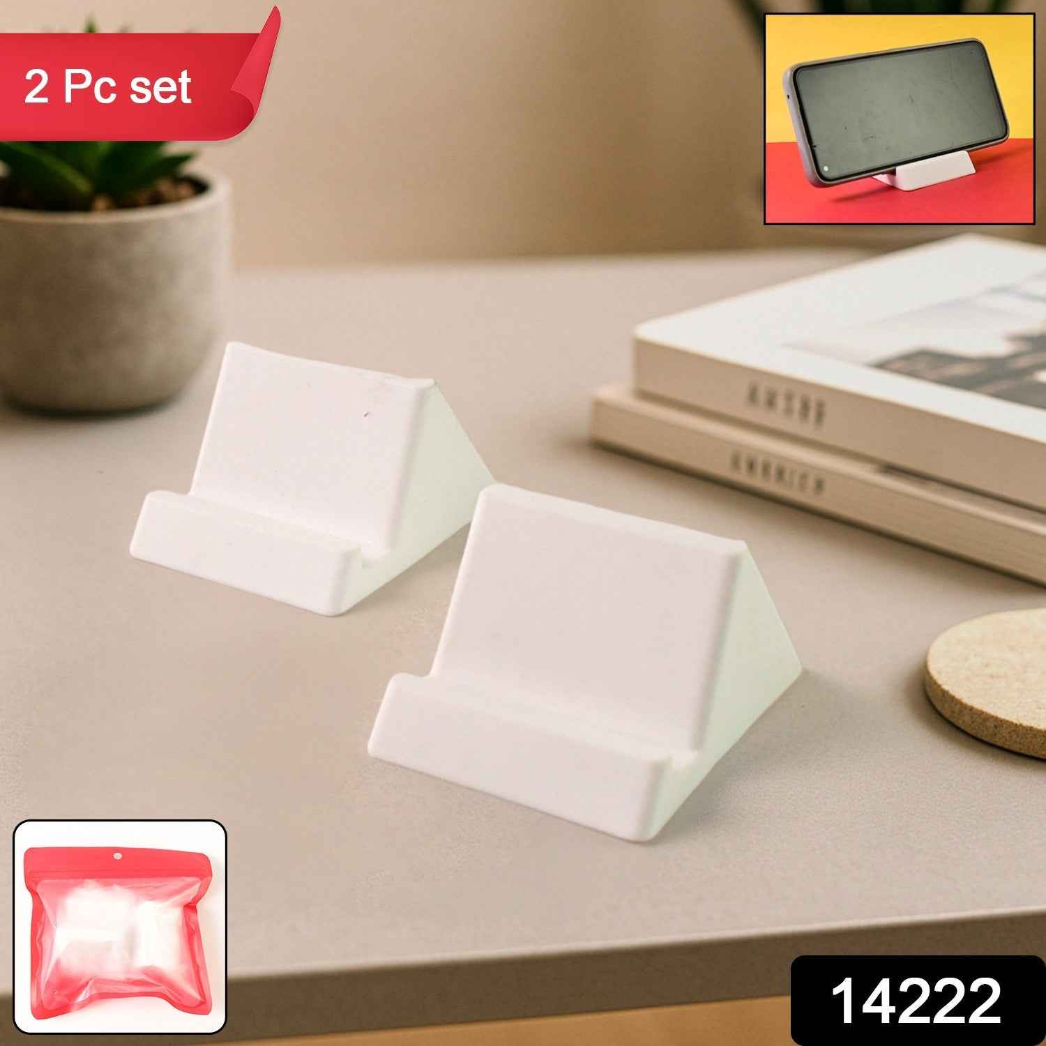 Compact Plastic Mobile Phone Holder Stand (2 Pc & Mix Color)