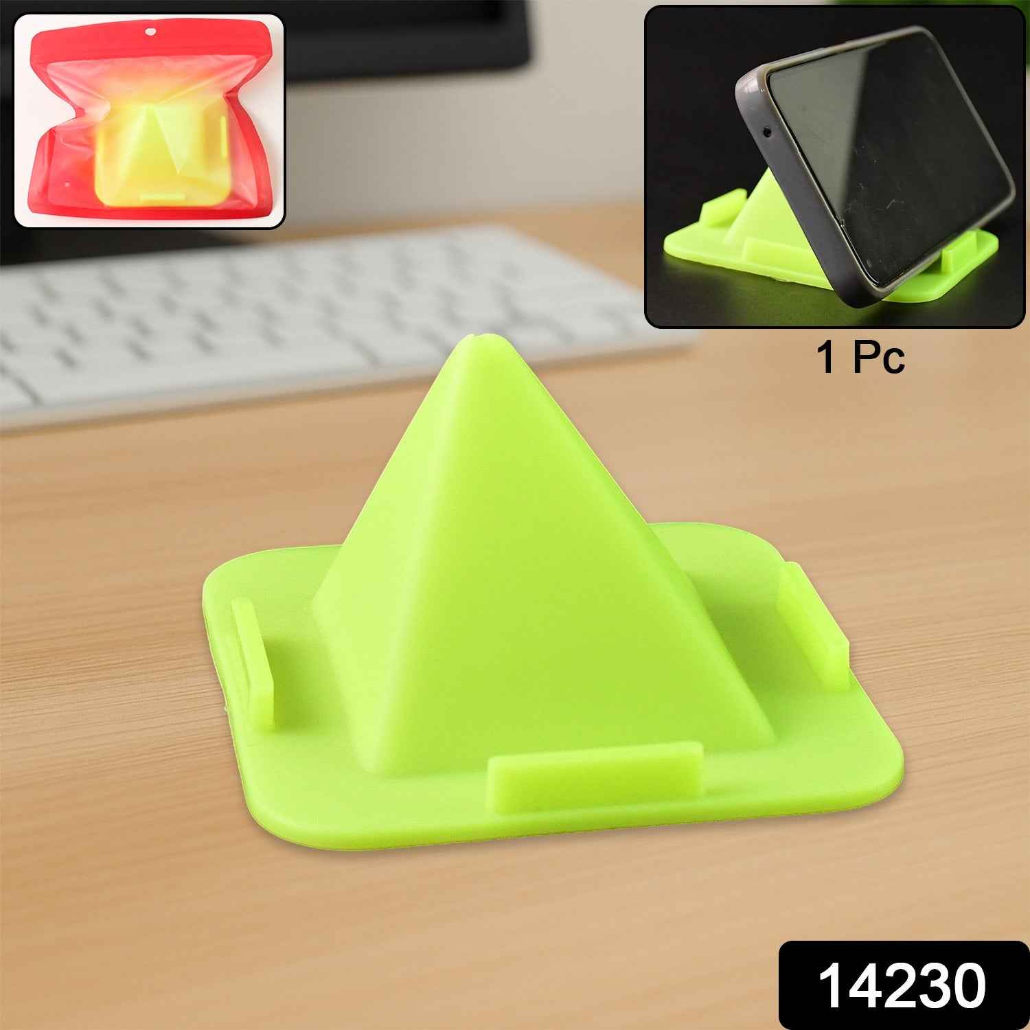 Virgin Mobile Accessories Universal Portable Four-Sided Pyramid Shape Desktop/ Table Mobile Holder Stand (1 Pc)
