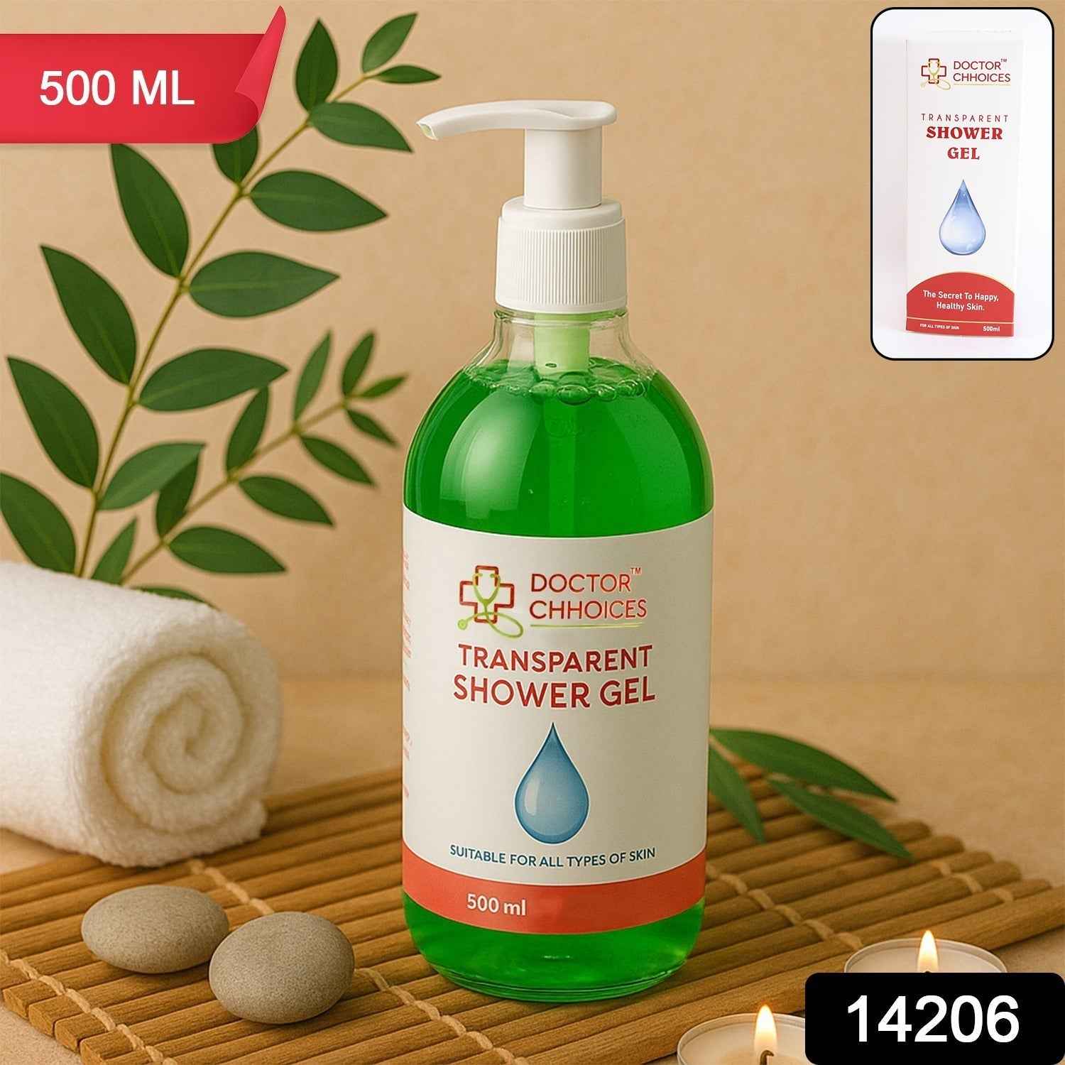 Doctor Chhoices / Choices Transparent Shower Gel – 500ml Bottle with Pump Dispenser