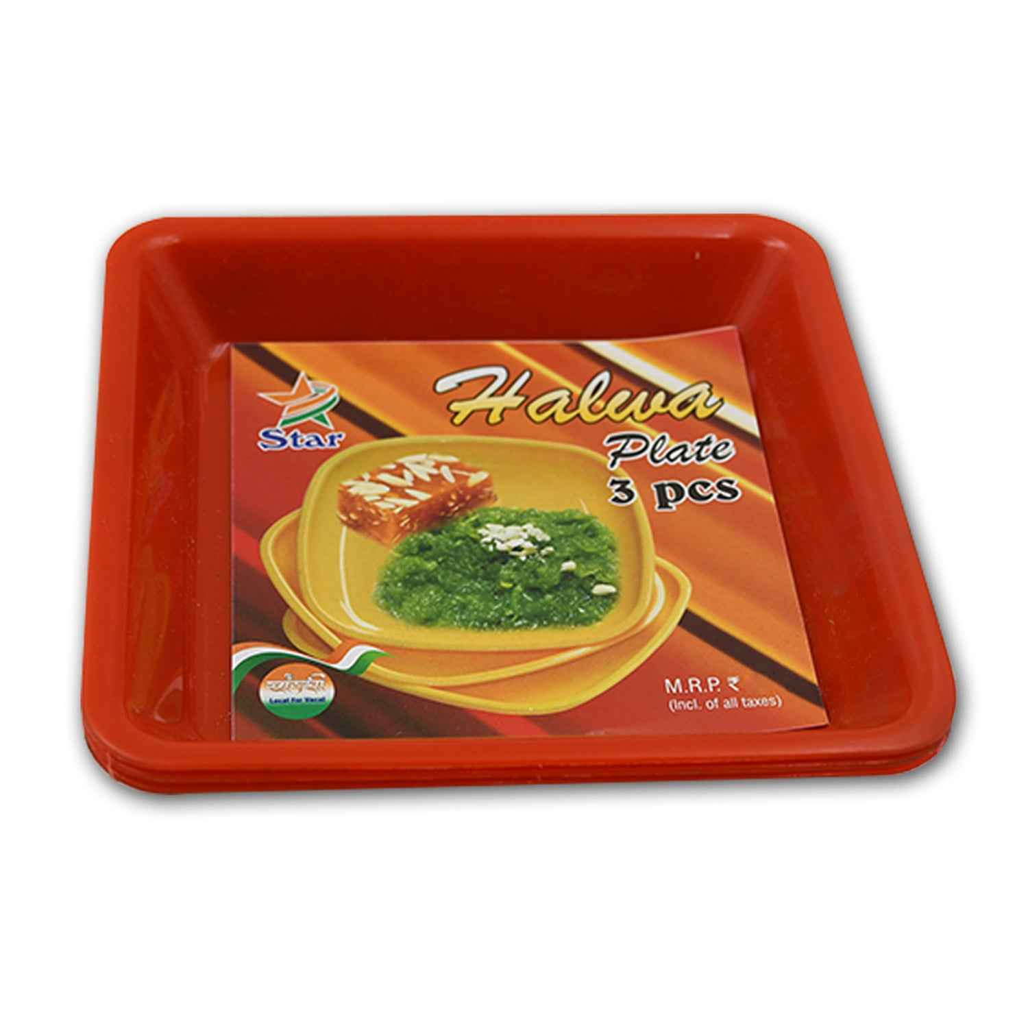 5563 Square Plastic Halwa Dinner Plate Snacks Breakfast Restaurant Serving Trays Home School Coffee Hotel Kitchen Office (3 Pcs Set)
