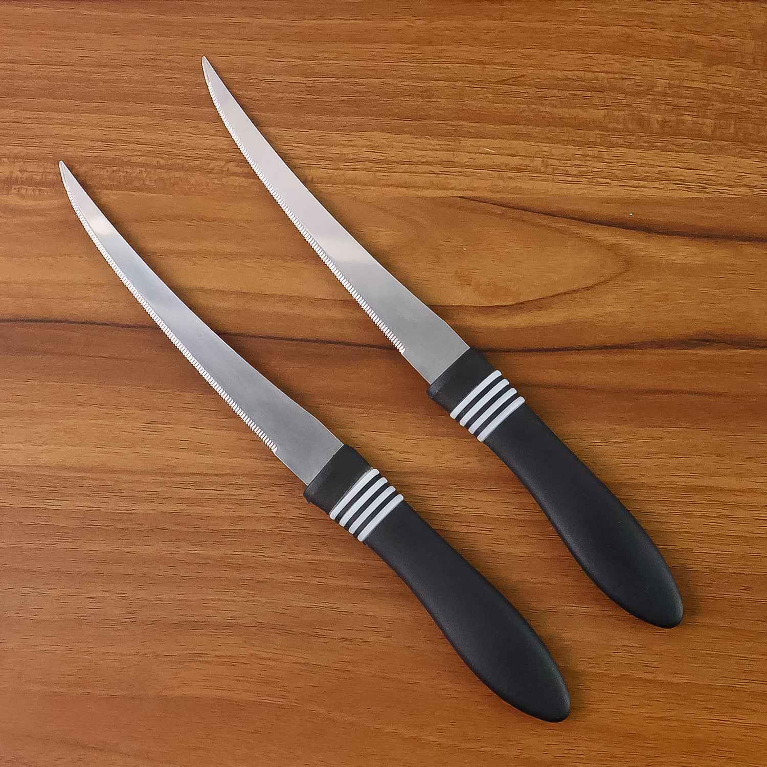 Premium Curved Serrated Stainless Steel Kitchen Knife Set (Mix Color 2 Pc)