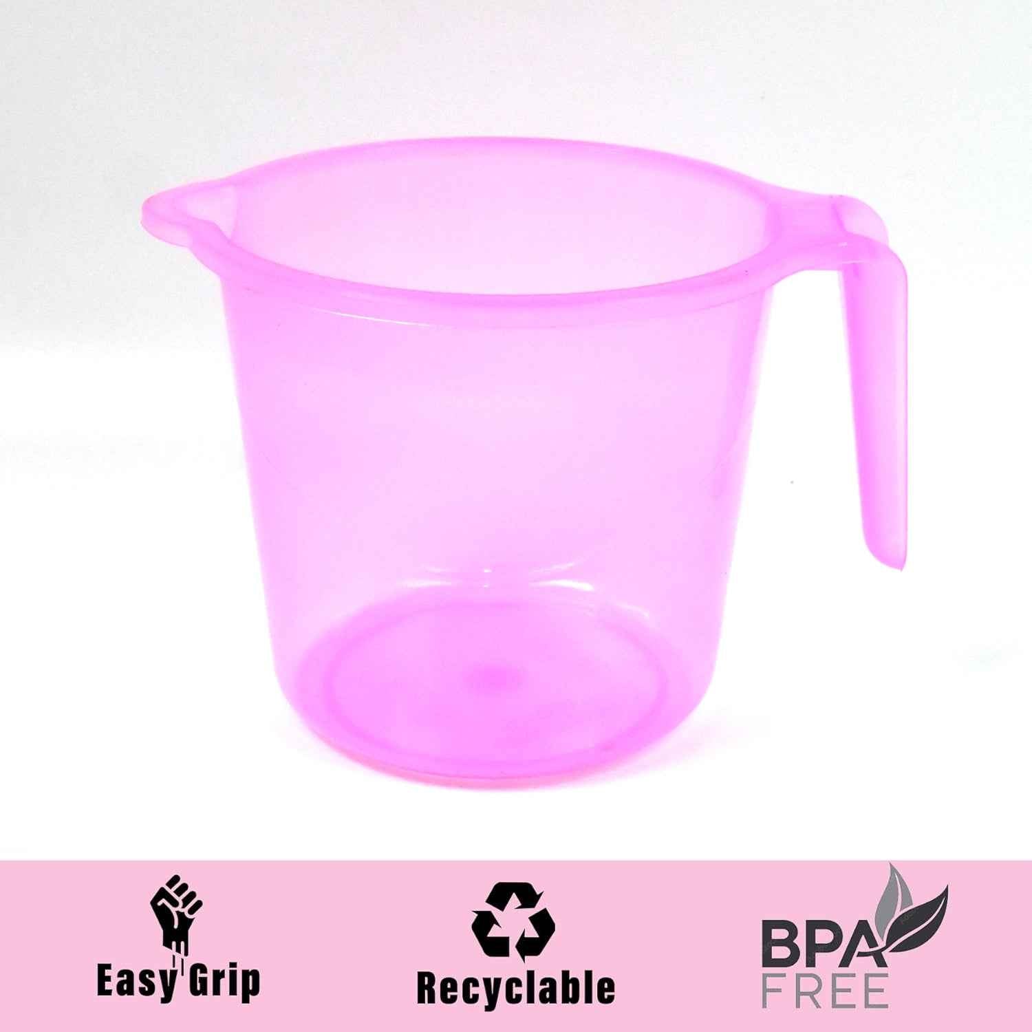 Plastic Round Transparent Bath Water Mug (5 Pc Mix Colour 1200 Ml)