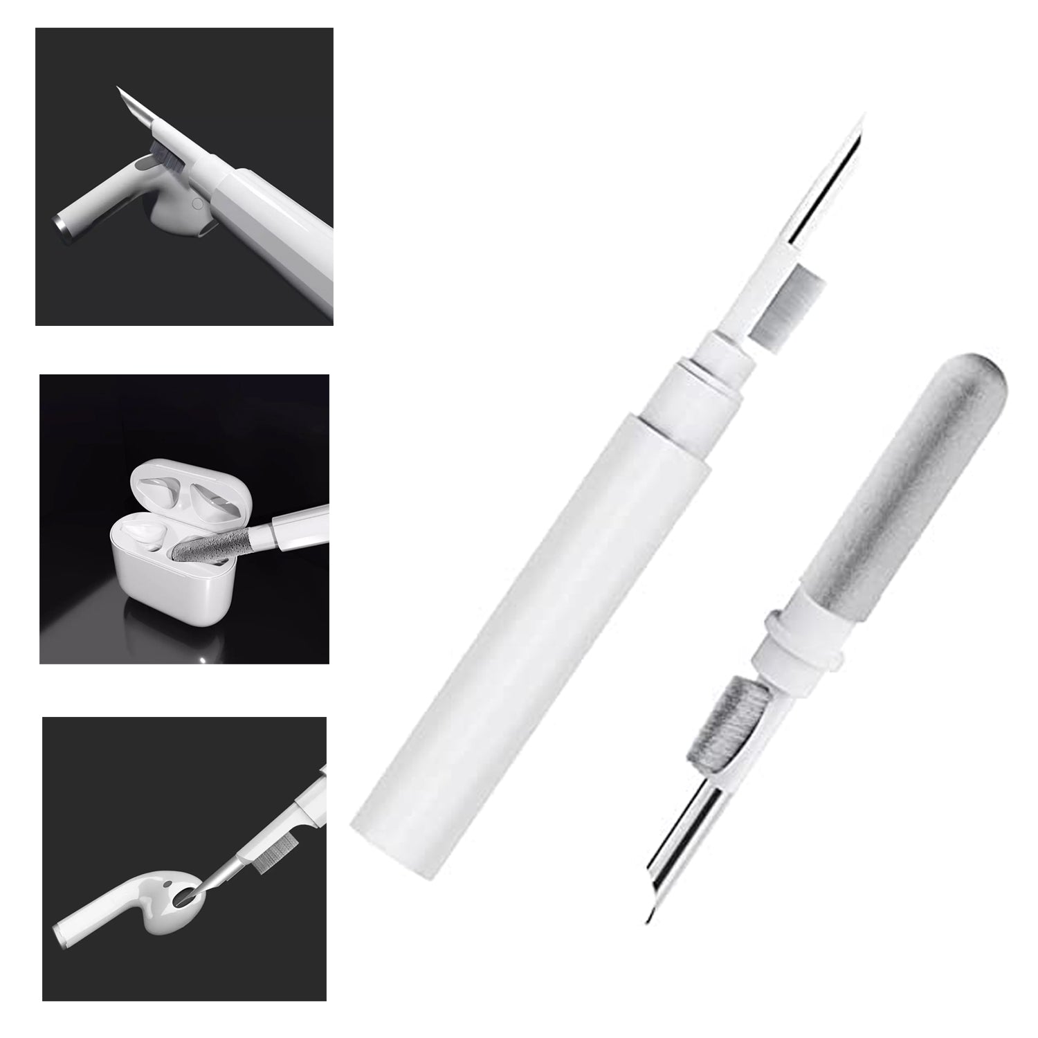 3 In 1 Earbuds Cleaning Pen For Cleaning Of Ear Buds And Ear Phones Easily Without Having Any Damage. Variety Bazaar
