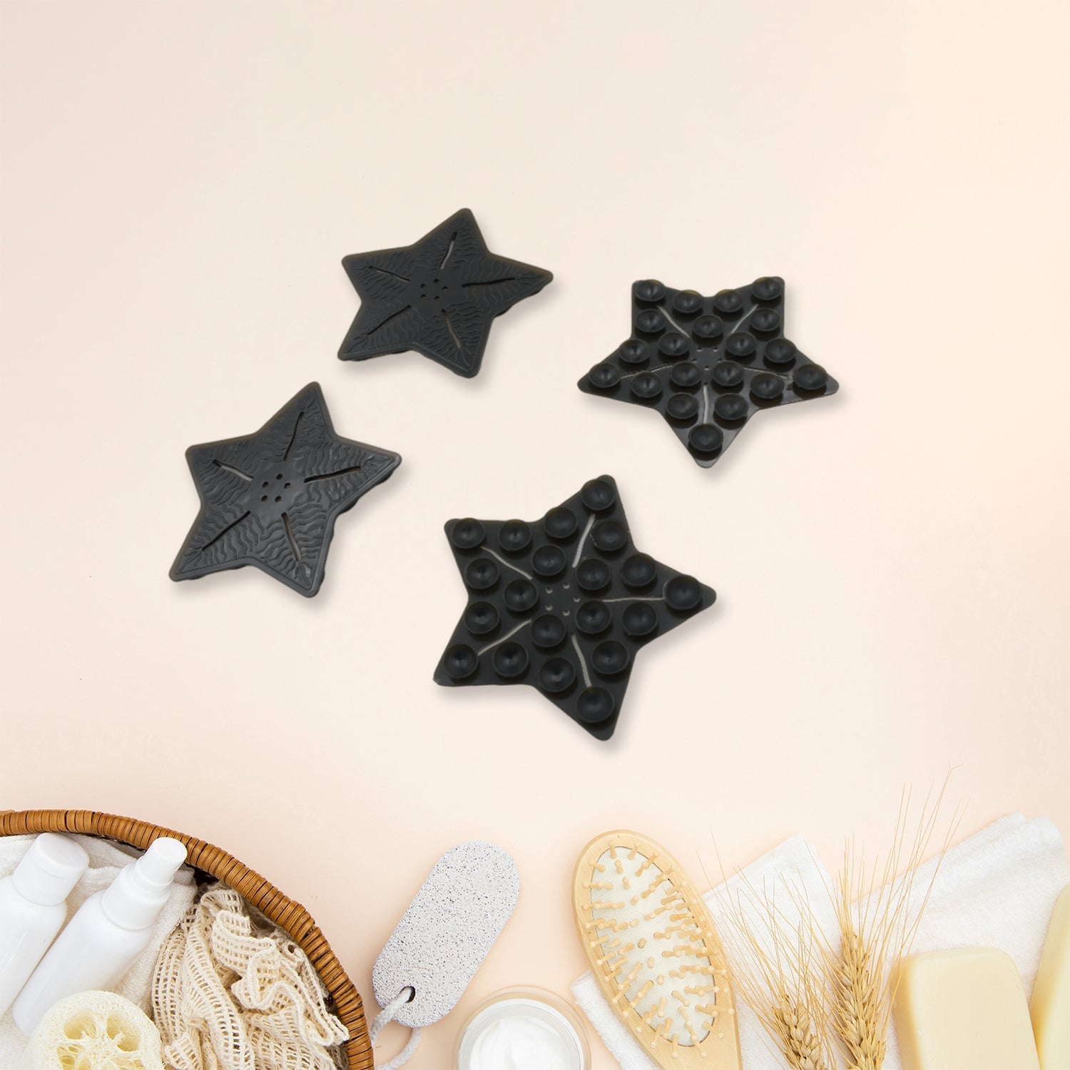 Mini Pvc Anti-Slip Bat Mat Non Slip Baby Bath Mats, Mini Child Safety Anti Slip Shower Mats Star Shaped for Kids (4 pc Set) Variety Bazaar