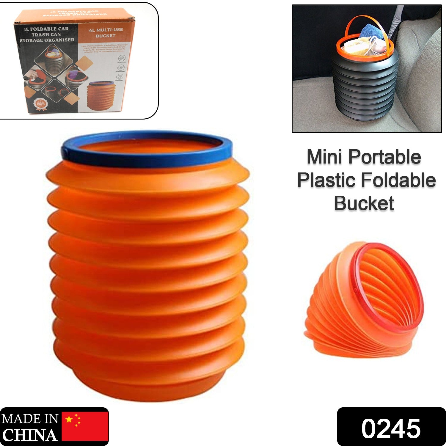 Foldable Storage Bucket , Water Container & Dustbin Multiuse Bucket For Home , Car & Kitchen Use Bucket travel sahayak