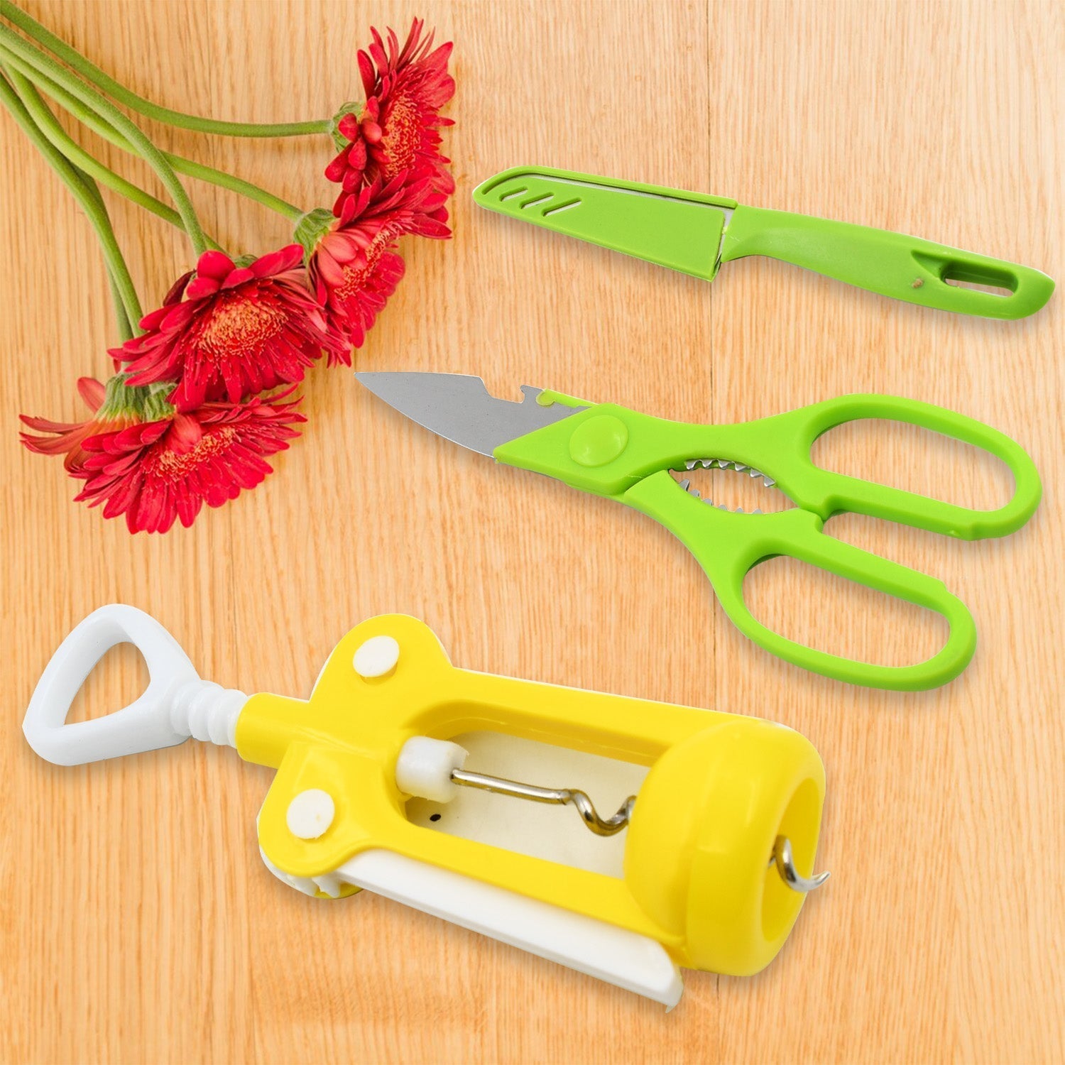 Multifunction Kitchen Tool Set – Stainless Steel & Plastic Knife and Scissors Variety Bazaar