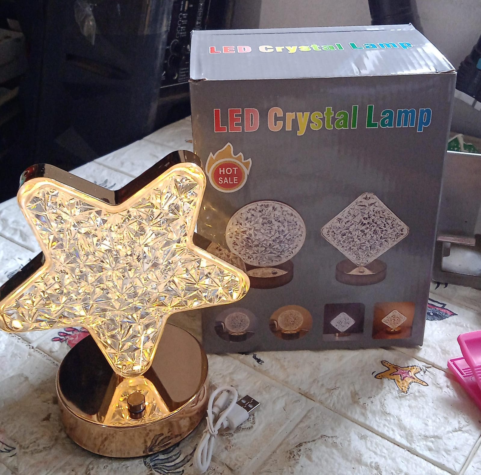 Star Crystal Diamond Touch Lamp – USB Rechargeable, 3-Way Dimmable Variety Bazaar