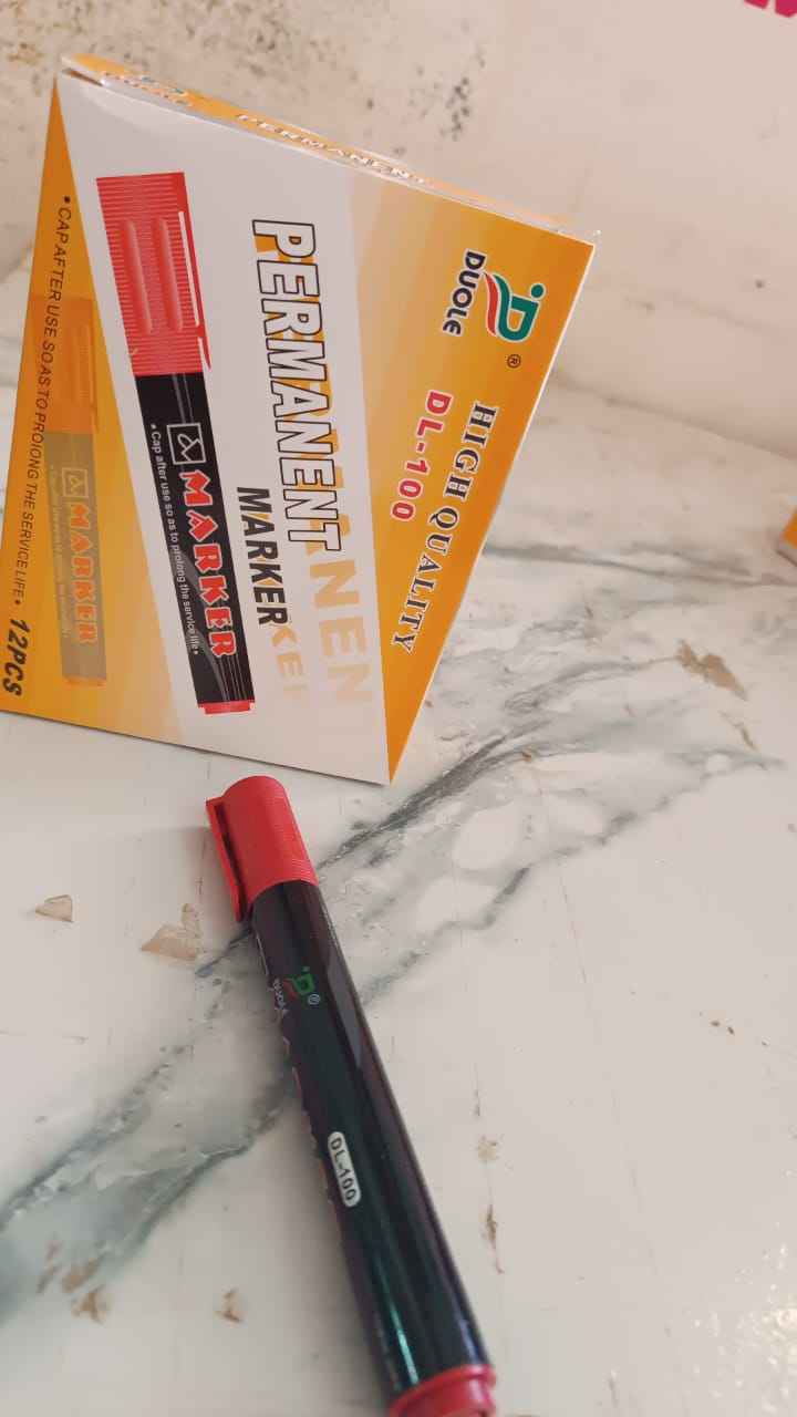 Premium Permanent Red Marker Pen Set (12 Pcs Set)