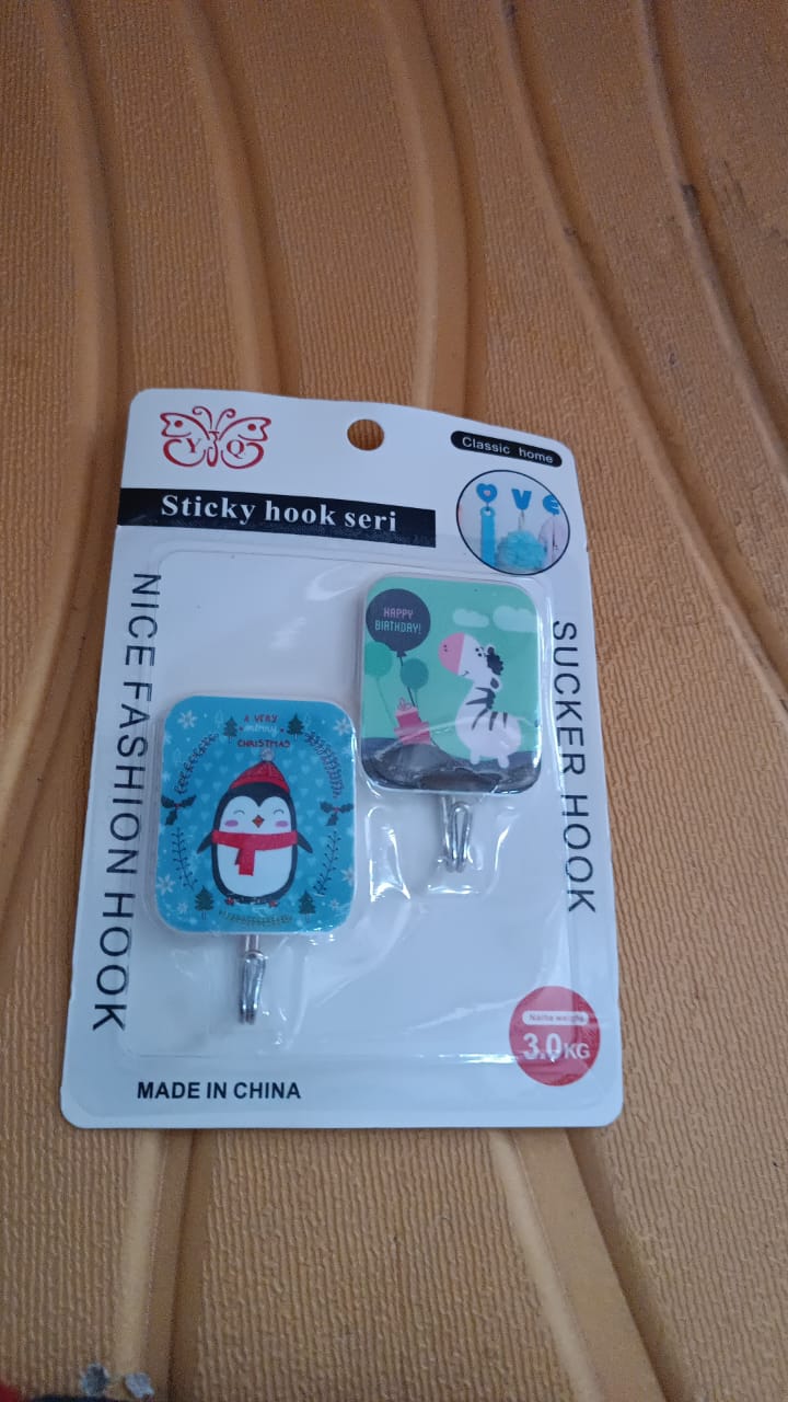 Multipurpose Strong Cartoon Hook Self-Adhesive hooks (2 Pc Set) Variety Bazaar