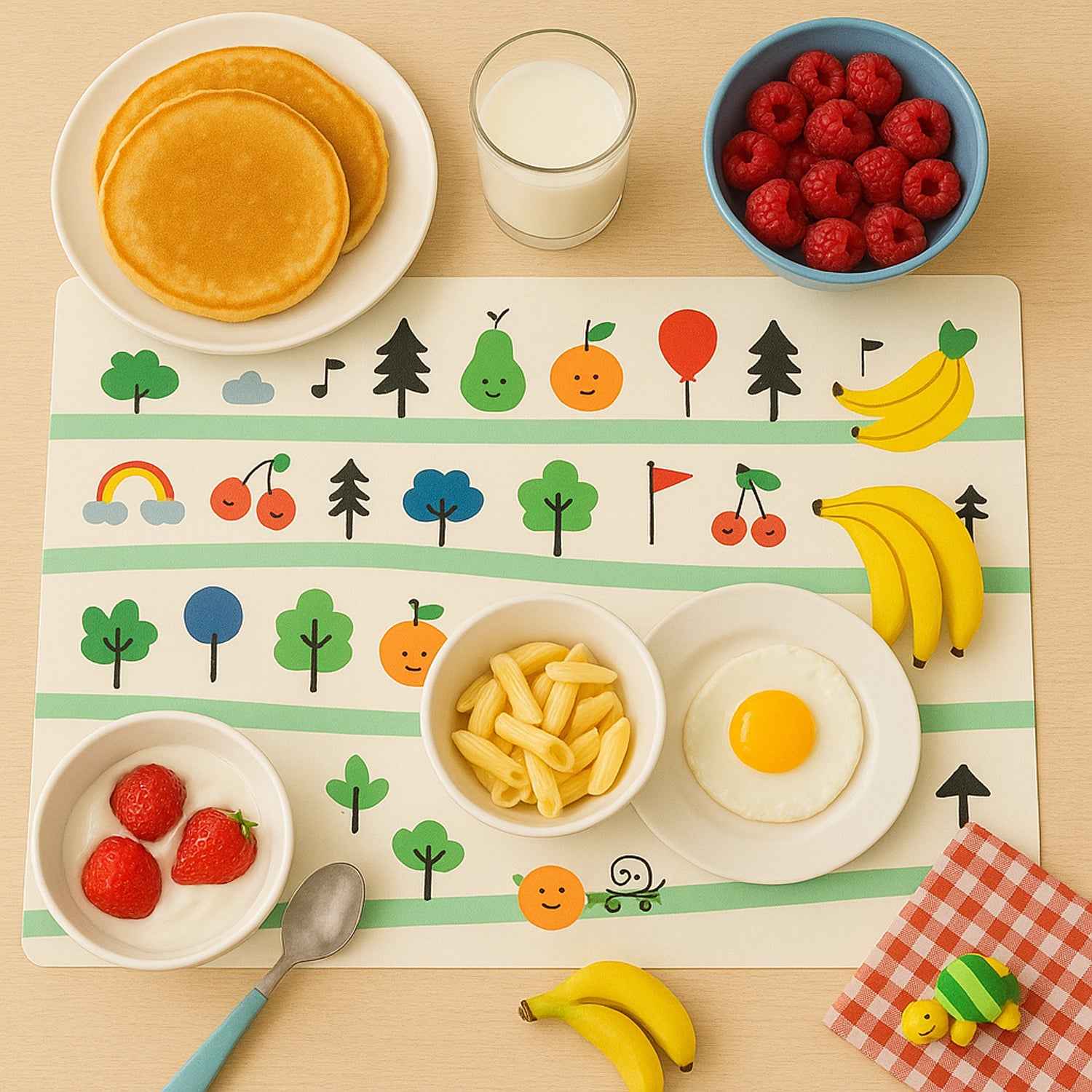 Colorful Cartoon Printed Dining Table Placemats For Kids (4 Pc 40x30 Cm)