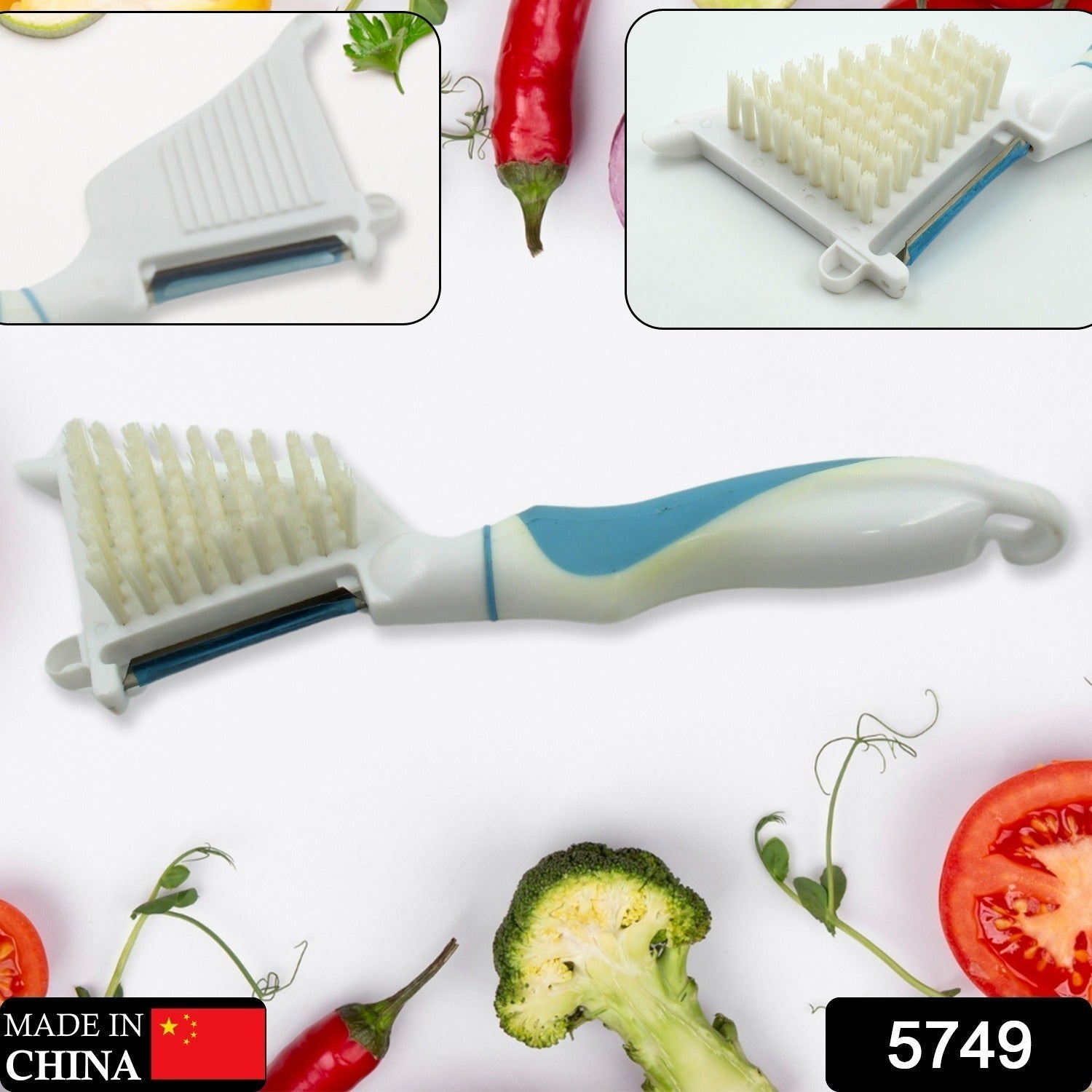Multipurpose Peeler Brush – Stainless Steel Peeler with Cleaning Brush (1 Pc) Variety Bazaar
