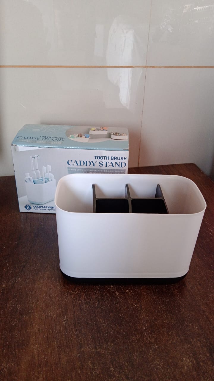 6 Compartment Multi Purpose Organizer Toothbrush Holder Stand Plastic Caddy (1 Pc) Variety Bazaar