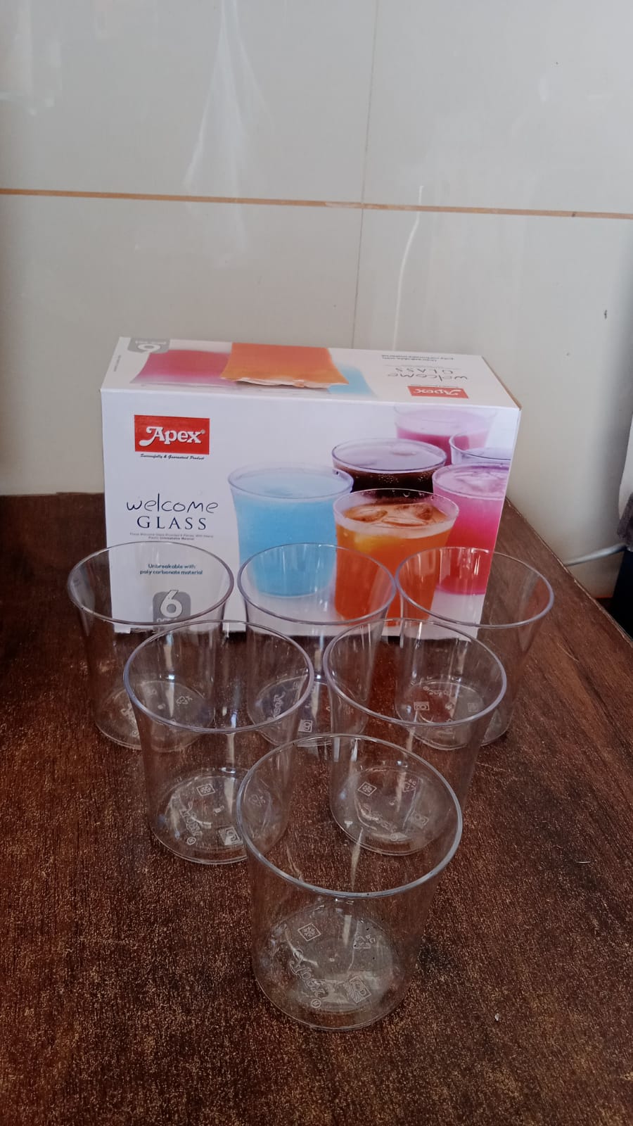 Apex Welcome Plastic Glass Set for Daily Use – Set of 6 Variety Bazaar