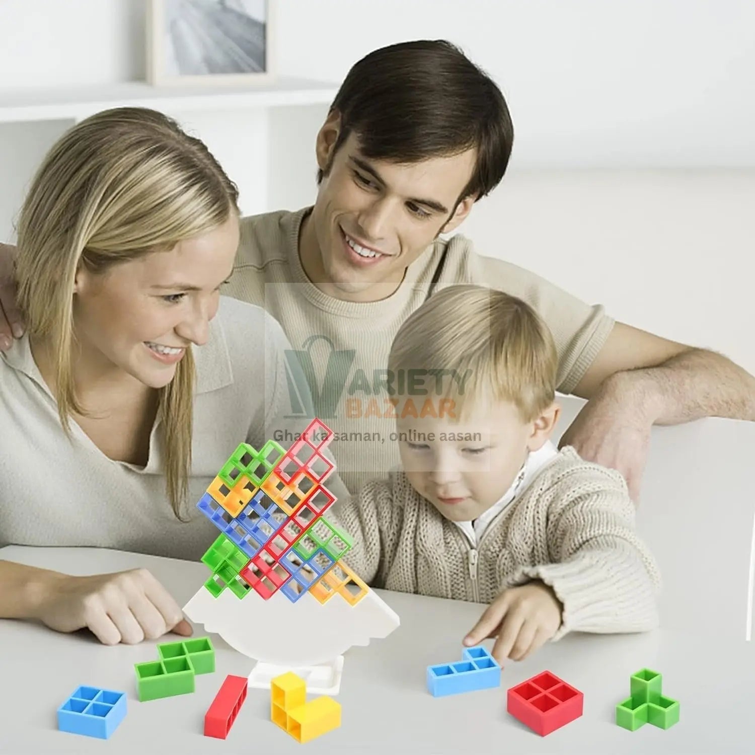 3D Tower Game, Tower Balance Game, Tower Stacking Game Adult Kid Tower Stacking Blocks Balance Game Blocks Building Toys for Kids Age 3+ Years (16 Pcs Set) travel sahayak