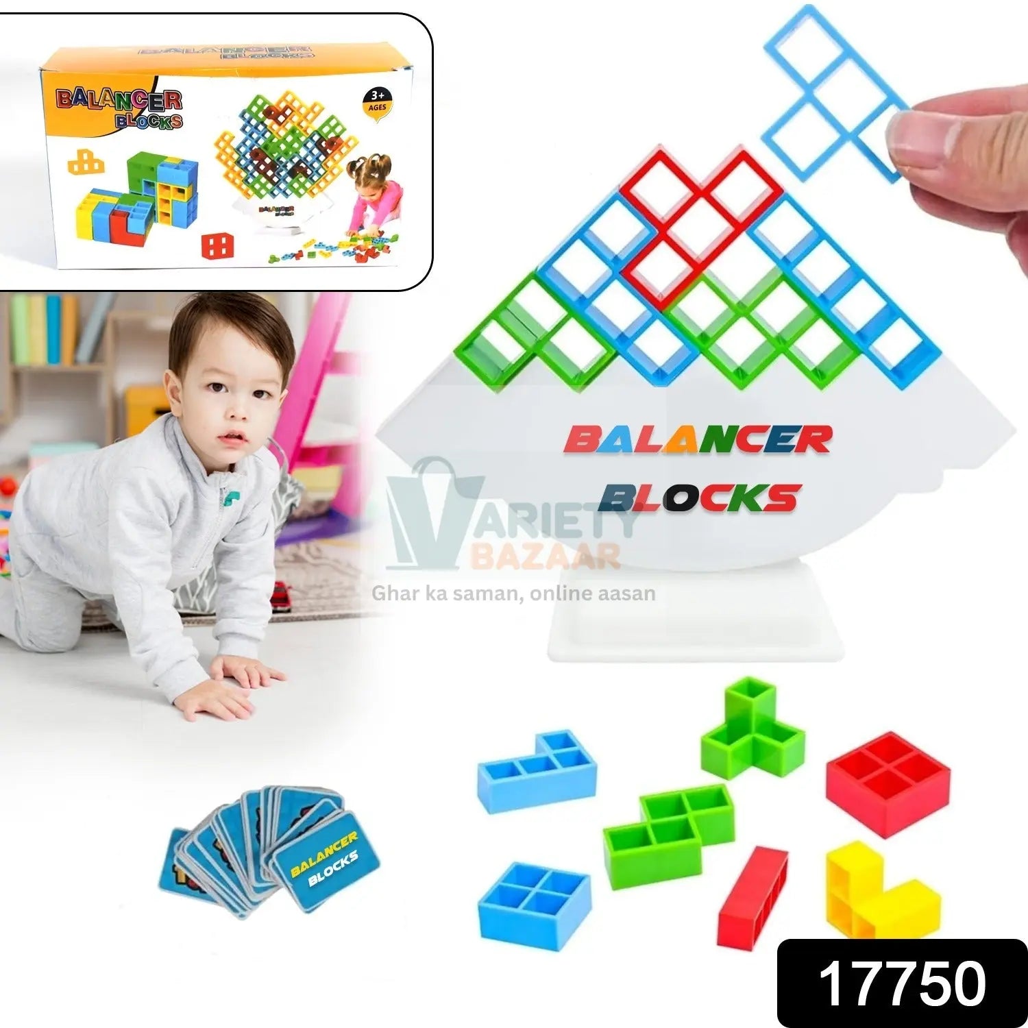 3D Tower Game, Tower Balance Game, Tower Stacking Game Adult Kid Tower Stacking Blocks Balance Game Blocks Building Toys for Kids Age 3+ Years (16 Pcs Set) travel sahayak