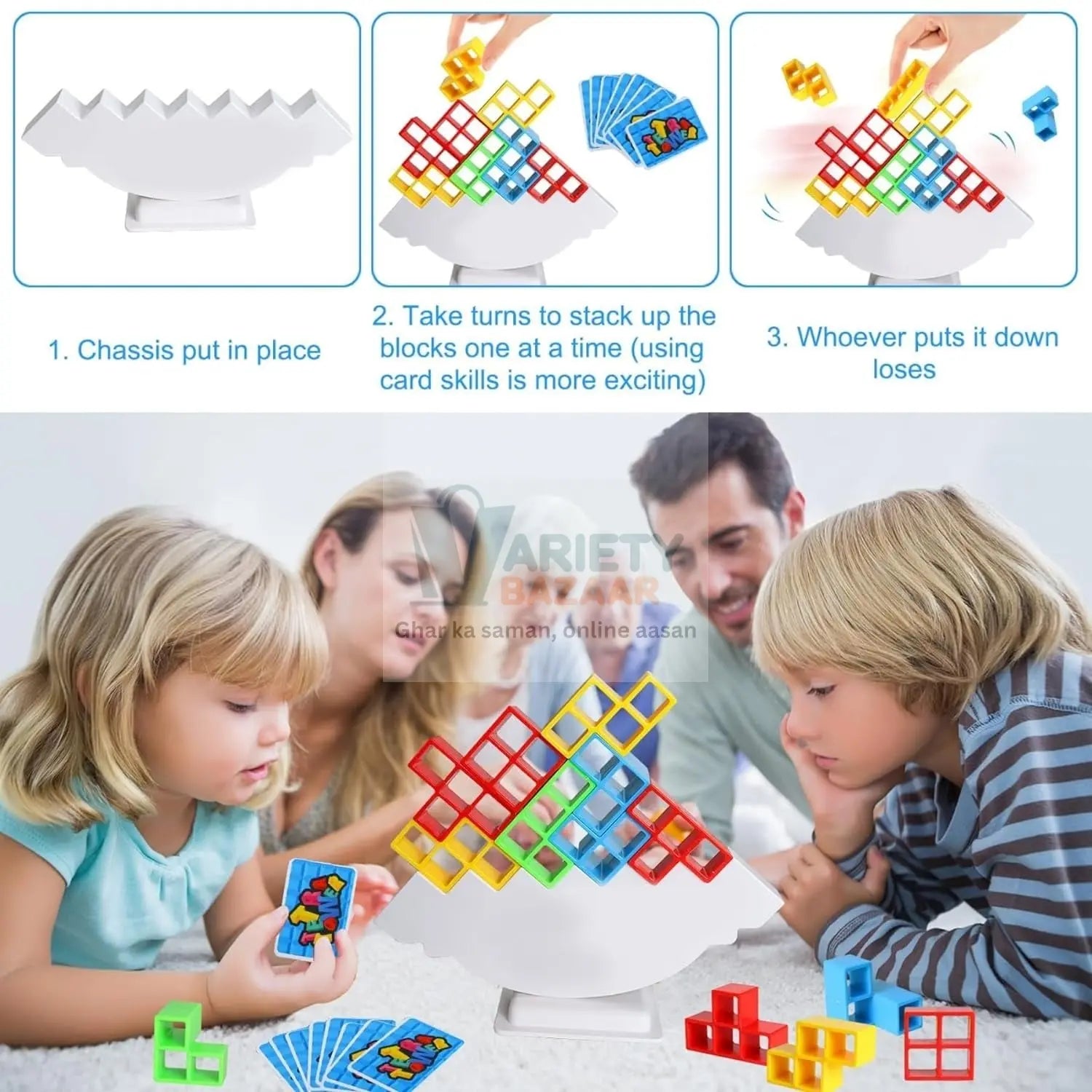 3D Tower Game, Tower Balance Game, Tower Stacking Game Adult Kid Tower Stacking Blocks Balance Game Blocks Building Toys for Kids Age 3+ Years (16 Pcs Set) travel sahayak