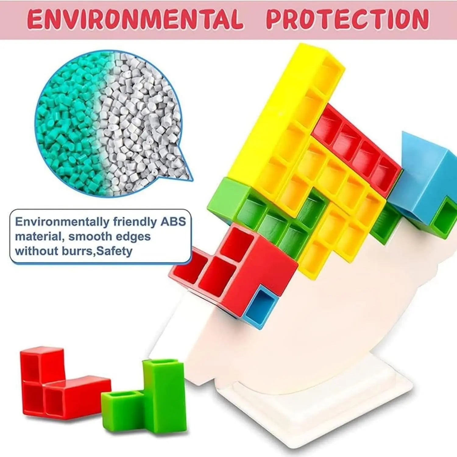 3D Tower Game, Tower Balance Game, Tower Stacking Game Adult Kid Tower Stacking Blocks Balance Game Blocks Building Toys for Kids Age 3+ Years (16 Pcs Set) travel sahayak