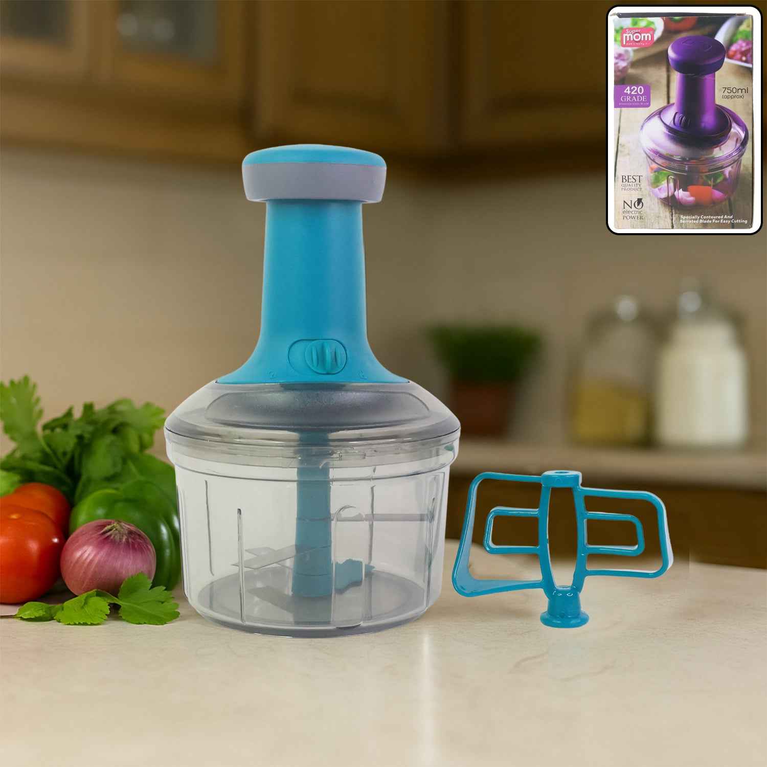 Supermom Premium Manual Push Chopper And Vegetable Cutter (750ml 1 Pc)