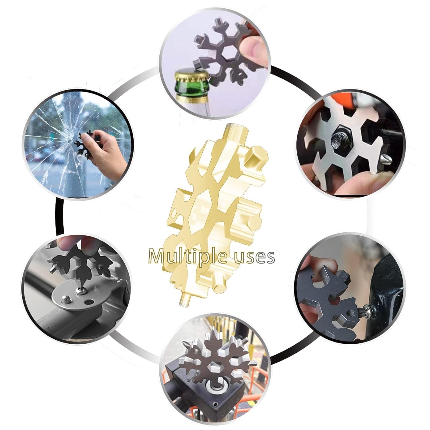 18-in-1 Snowflake Multi-Tool – Portable Bottle Opener, Screwdriver & Wrench Variety Bazaar