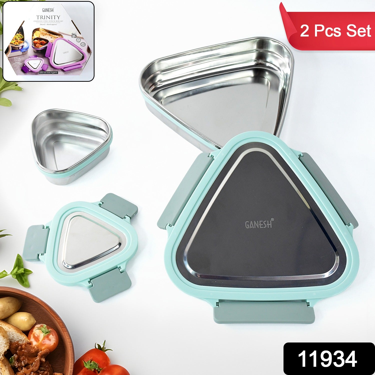 Ganesh Trinity Triangular Steel Tiffin