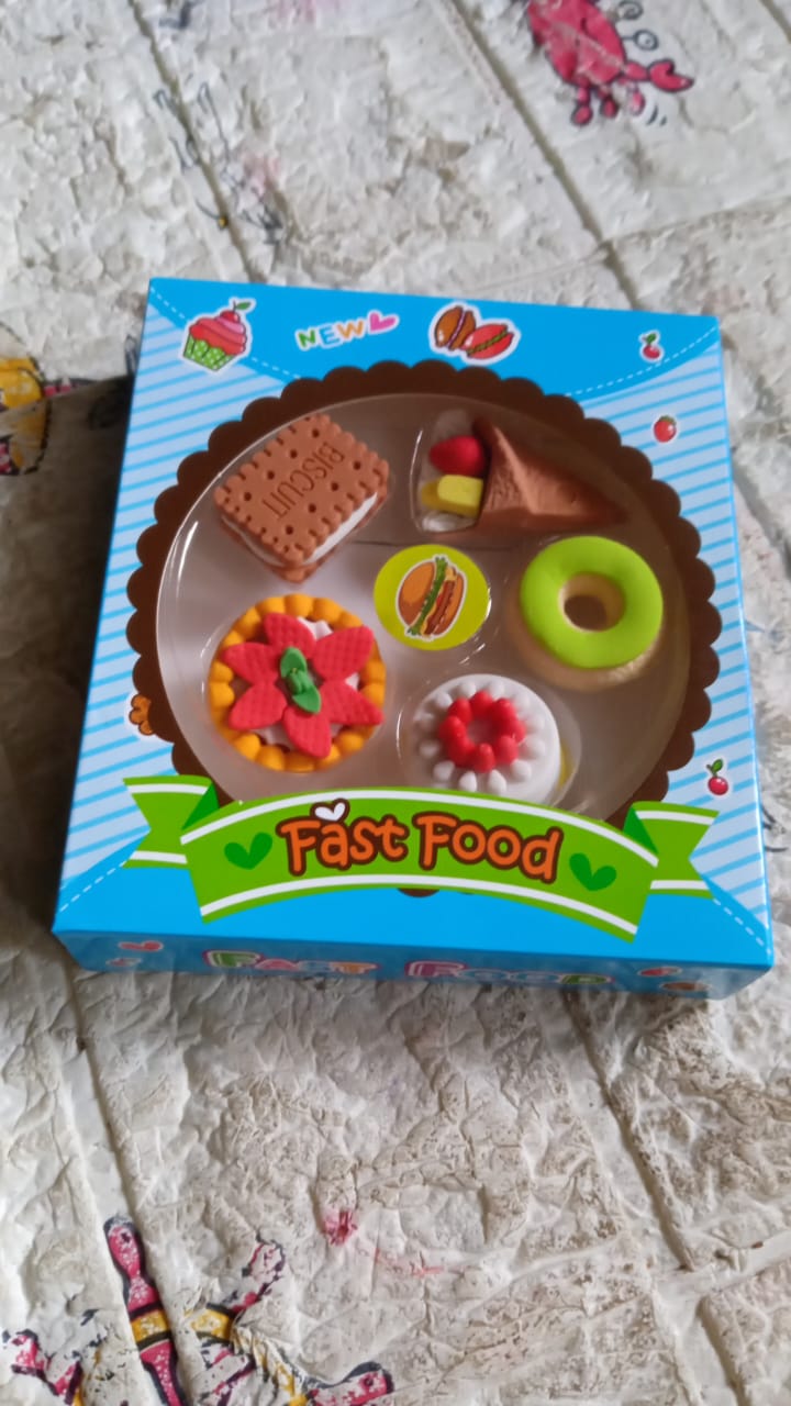 3D Fast Food Erasers Set, Cute Mini Colorful Erasers for Kids Gift & School (5 Pcs) Variety Bazaar