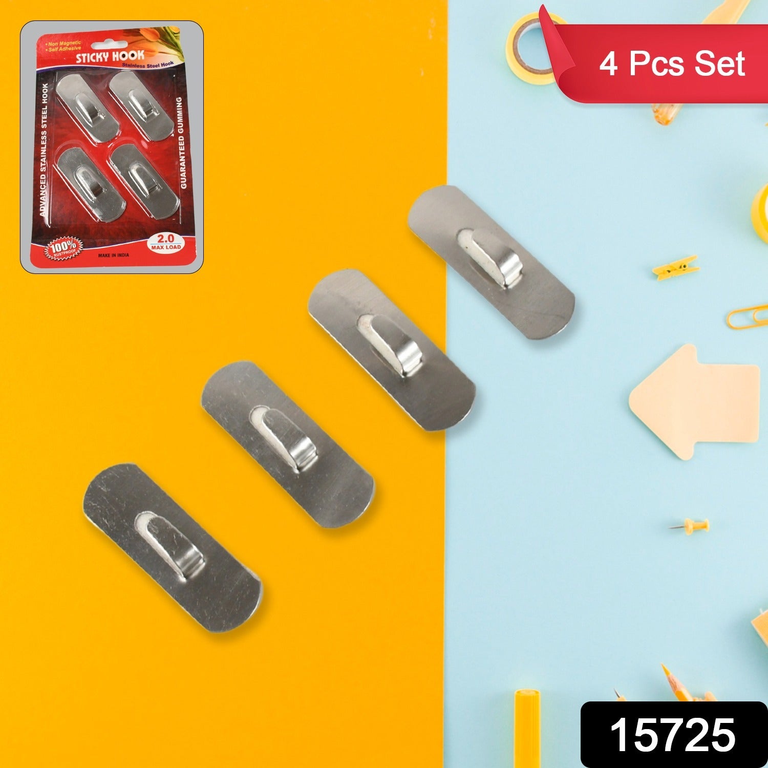 Self- Adhesive Hooks, Heavy Duty Wall Hooks Hangers Stainless Steel Waterproof Sticky Hooks for Hanging Robe Coat Towel Kitchen Bathroom and. Variety Bazaar