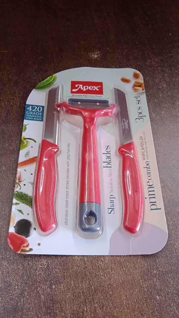 Apex 3-Piece Stainless Steel Kitchen Knife and Peeler Set