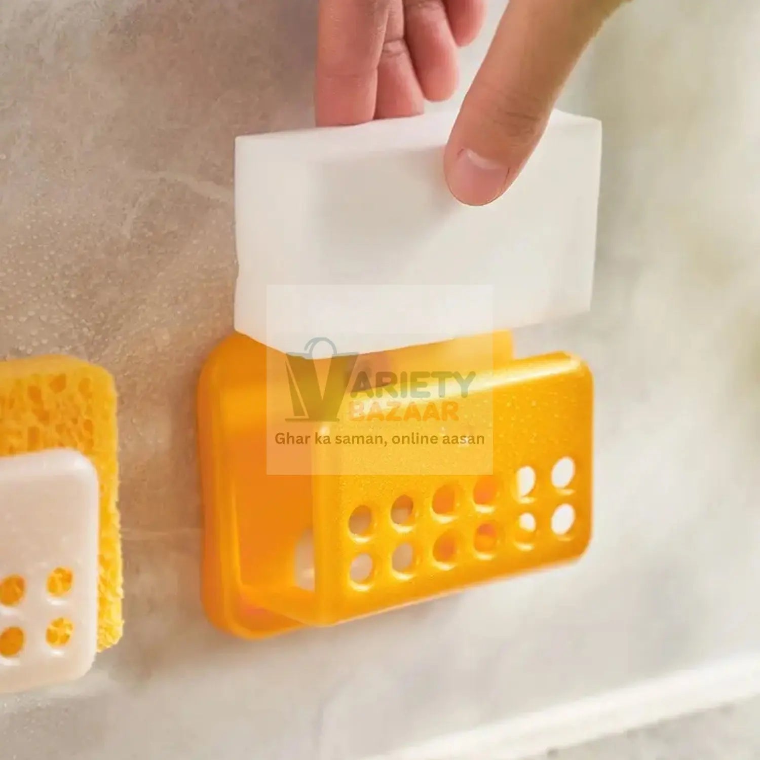 4112 Self Adhesive Sponge Holder No-Drilling Soap Holder for Shower Bathroom Kitchen, Sponge Holder - Kitchen Sink Organizer - Sink Caddy - Soap Holder - Spoon Rest - Multipurpose Use Travel Sahayak