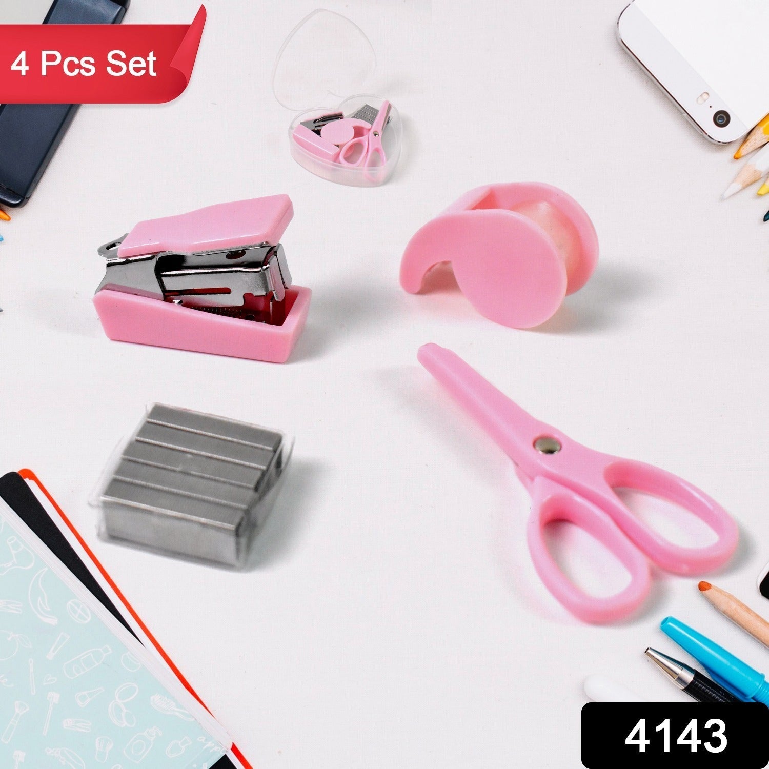 Mini Office Stationery Set (4 Pcs Set) Variety Bazaar