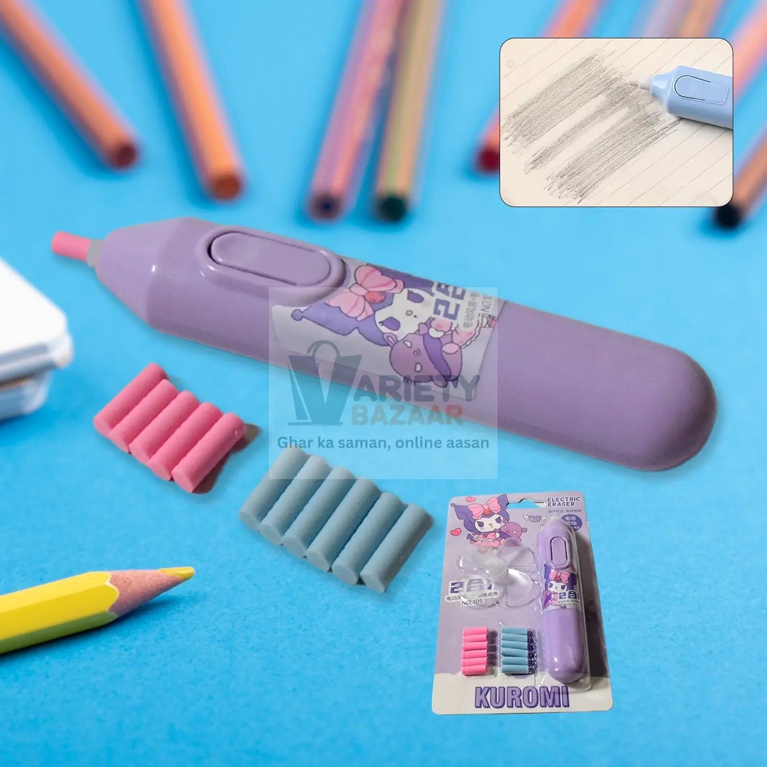 4189 Electric Eraser Kit Automatic Pencil Eraser Battery Operated with 10 Eraser Refills Suitable for use with Graphite Pencils Drawing Painting Sketching Drafting Supplies Stationery Child Gifts (Battery Not Included) Travel Sahayak