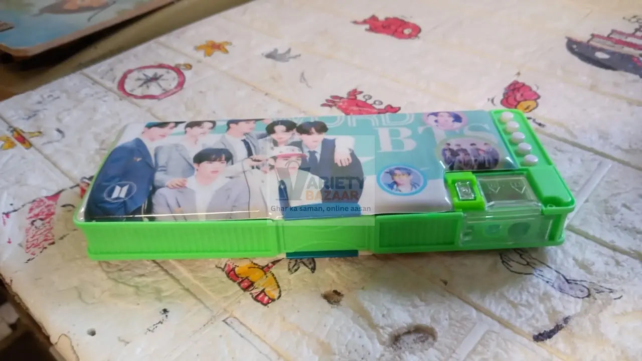 4251 Multipurpose Compass Box, Pencil Box with 2 Compartments for School, Cartoon Printed Pencil Case for Kids, Birthday Gift for Girls & Boys, Cartoon Printed Pencil Case for Kids. Travel Sahayak