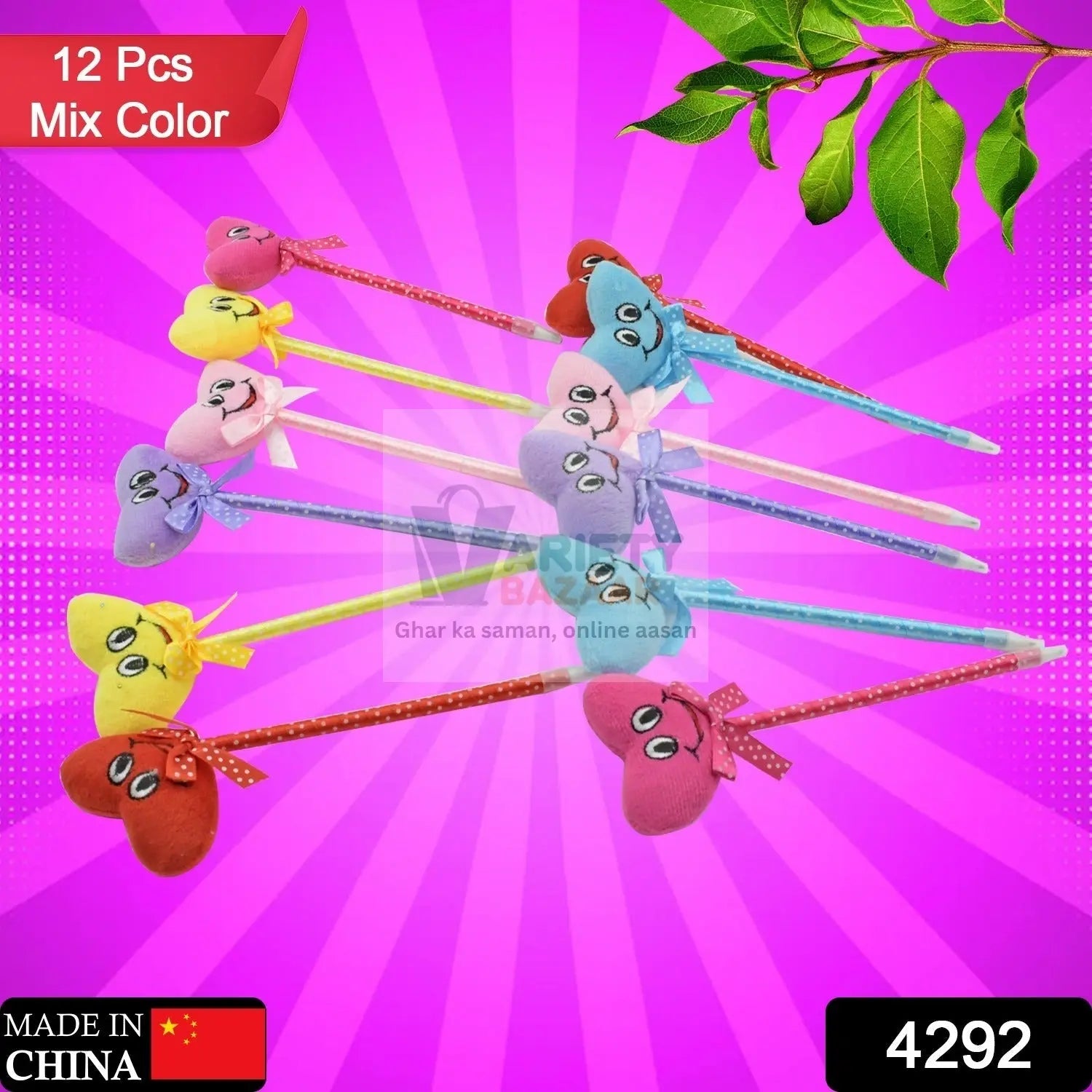 4292 Cute Cartoon Shape & Heart Design Facy Writting Pen Attached Rattle | Ball Pen Smooth Writing For Wedding , Events & Multiuse Pen Best Pen l Use for Kids (12 Pcs Set Mix Design & Color) Travel Sahayak