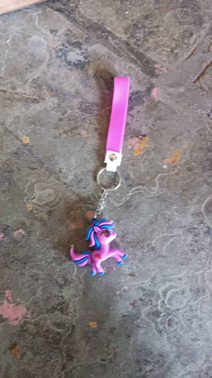 Cute Cartoon Unicorn Keychain with Silicone Strap (1 Pc / Mix design)