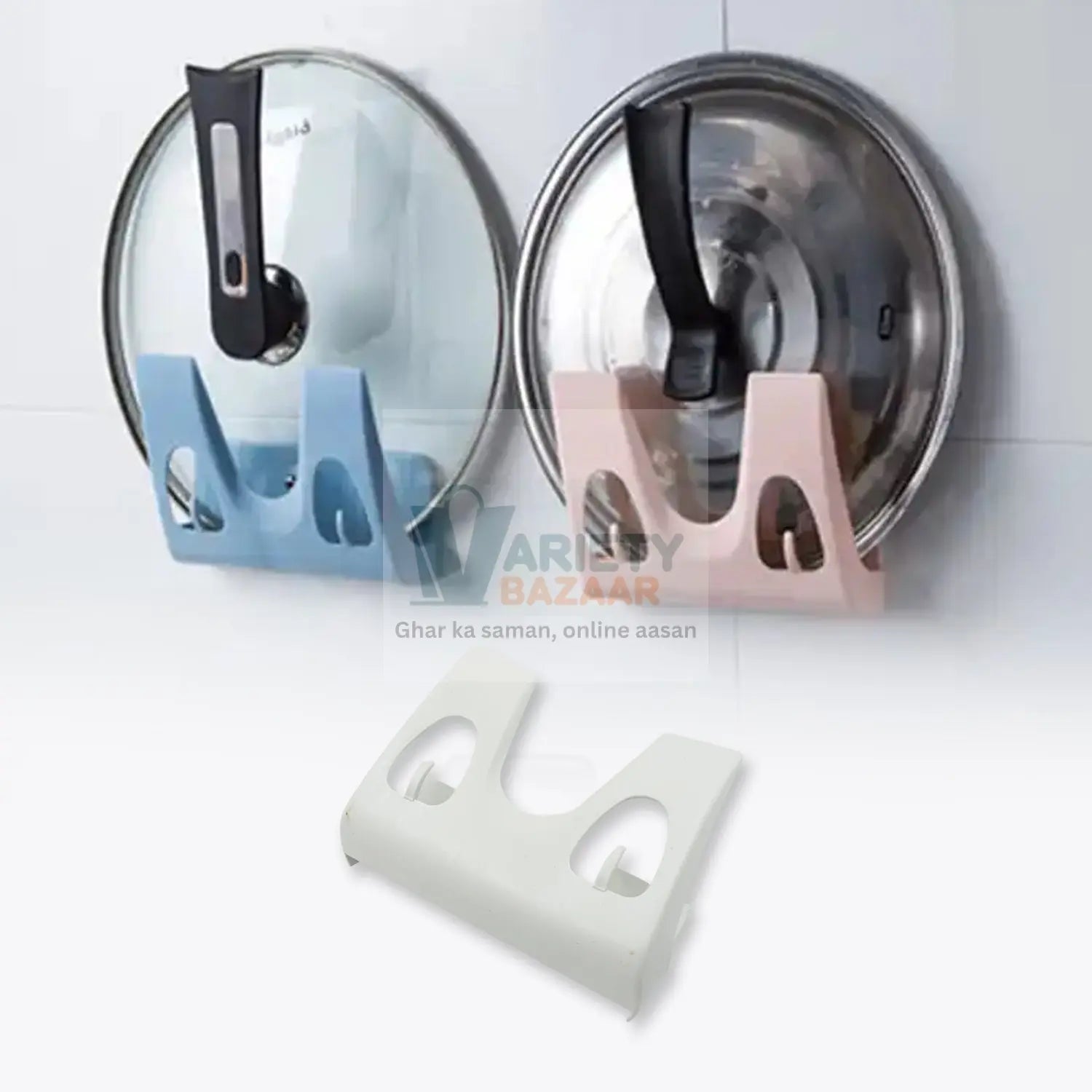 4304 Pot Lid Rack Wall Mounted Kitchen Organizer Multifunction Plate Dish Rack Shelf Pan Cover Stand Holder Punch Free Kitchen Rack Pot Lid Holder (1 Pc) Travel Sahayak