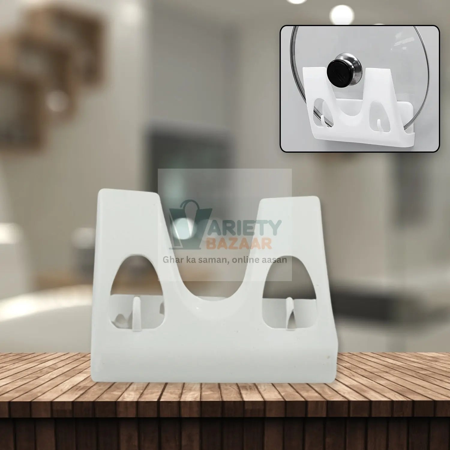 4304 Pot Lid Rack Wall Mounted Kitchen Organizer Multifunction Plate Dish Rack Shelf Pan Cover Stand Holder Punch Free Kitchen Rack Pot Lid Holder (1 Pc) Travel Sahayak