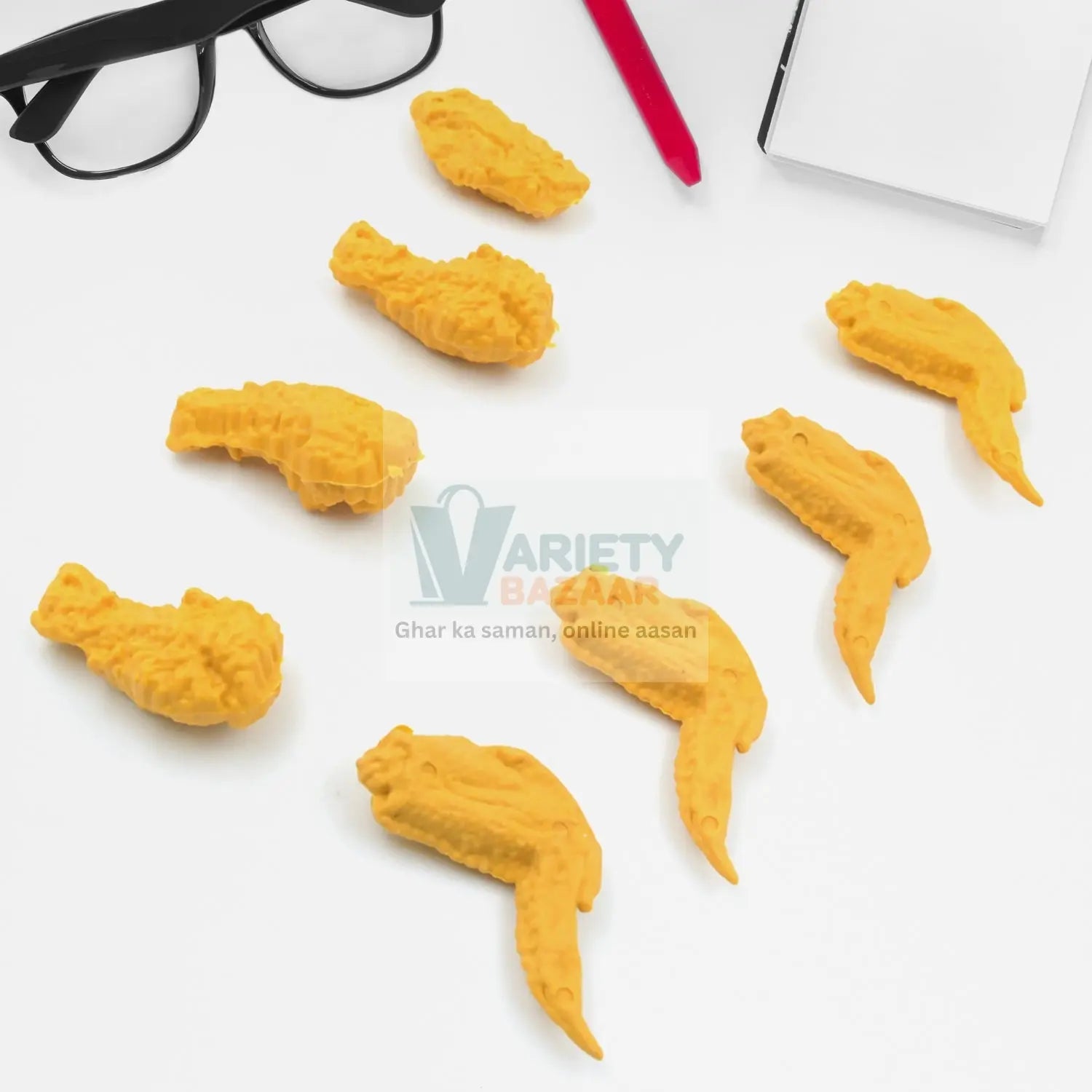 4341 Cute Erasers, Pencil Eraser, Chicken Wings Chicken Legs Eraser Student School Supplies Gifts Chicken Rubber Drawing Small Eraser Office Accessory Fun Back to School Supplies Gifts Party Favor for Kids Adults Students (8 Pcs Set) Travel Sahayak