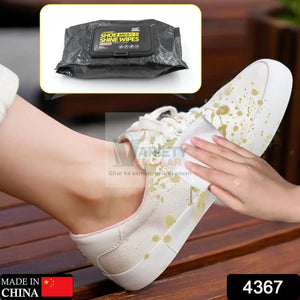 4367 Shoe Cleaning Wet Wipes Fast Scrubbing Shoes Cleaning Tissue, Sneakers Non-Woven Detergent Quick Wipes Disposable Travel Portable Removes Dirt, Stains (1 Set 80 Pcs) Travel Sahayak