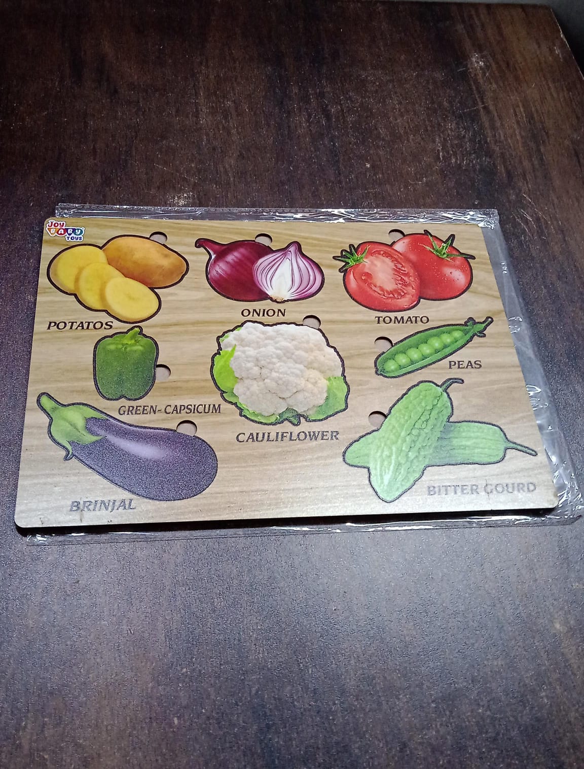 Wooden Vegetable Puzzle Learning Educational Board (1 Set / 28×20 Cm) Variety Bazaar