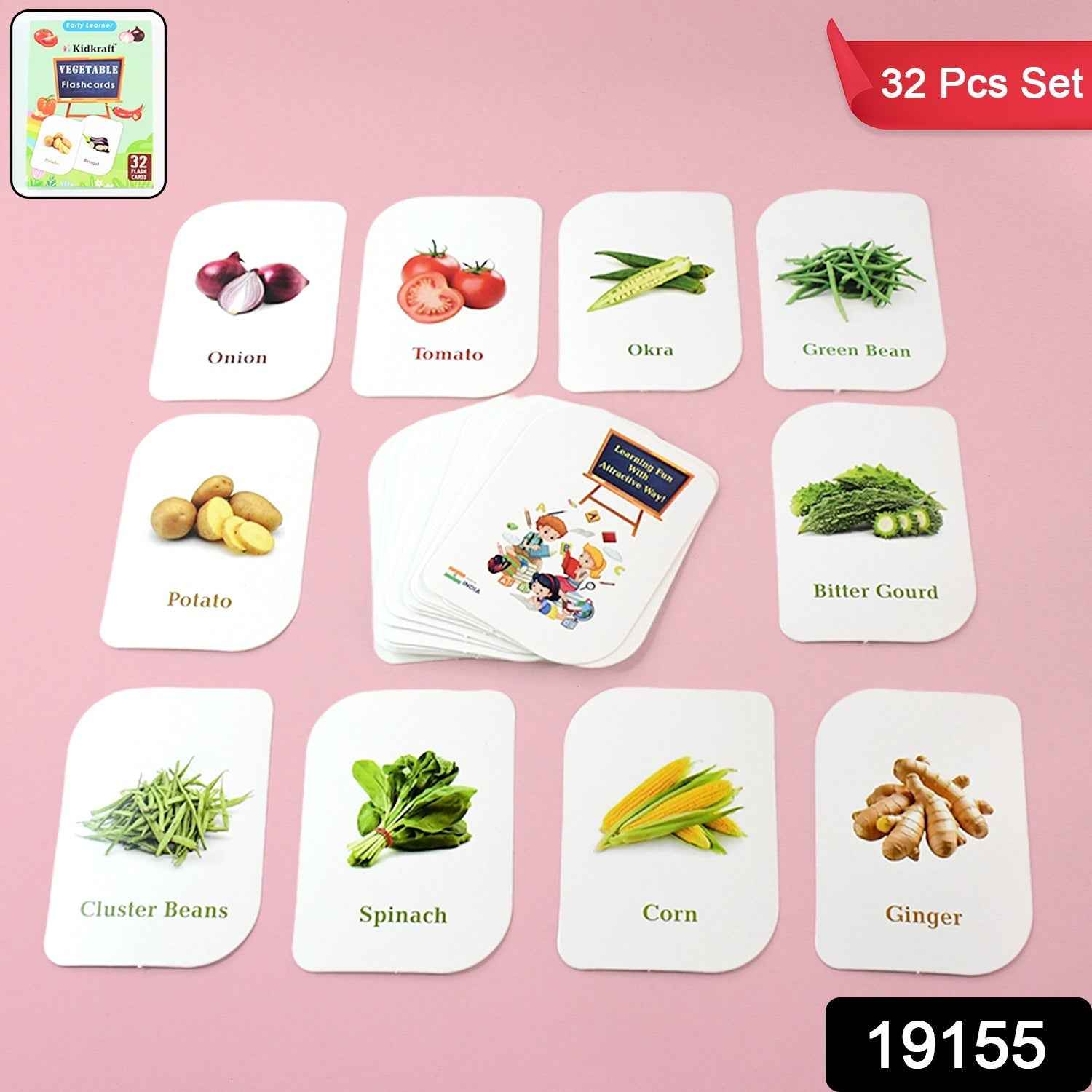 Kidkraft 32-Piece Educational Vegetable Flash Cards Set