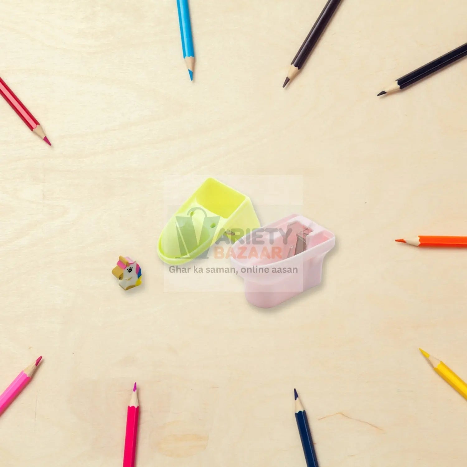 4556 Toilet Pencil Sharpener Plastic Pencil Sharpener Novelty Pencil Sharpener, Cute Cartoon, Stationery Gift, Small Toilet Shaped Sharpener with Eraser Wheel for School Kids (2 Pc Set) Travel Sahayak
