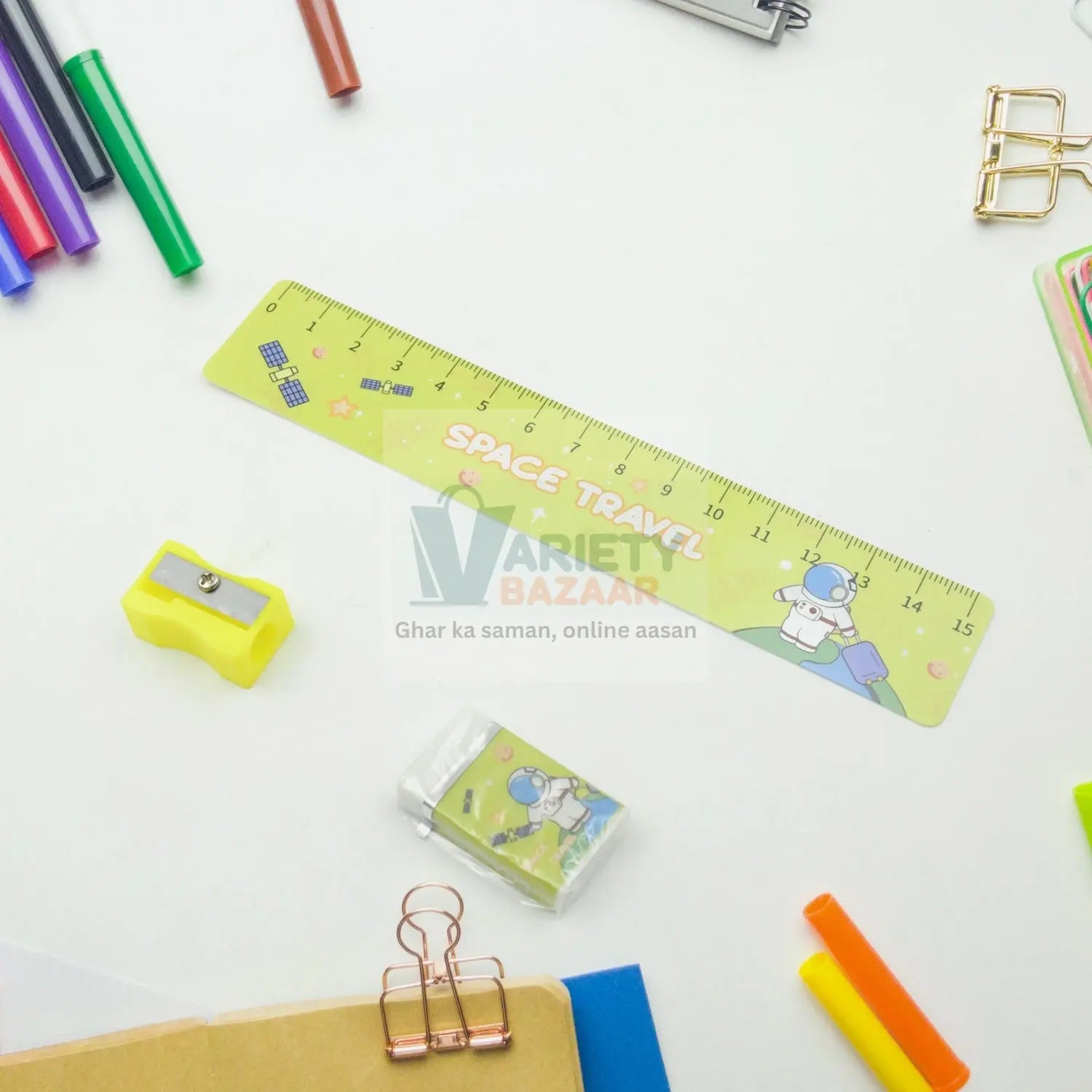 4560 Wooden Pencil Set, Stationary Set 5 in 1 Items Educational Item for School Going Kids, Stationary Set for Girls Boys/Stationary for School/Gift Pack for Girls Kids/Birthday Gift Kids (5 Pc Set Travel Sahayak