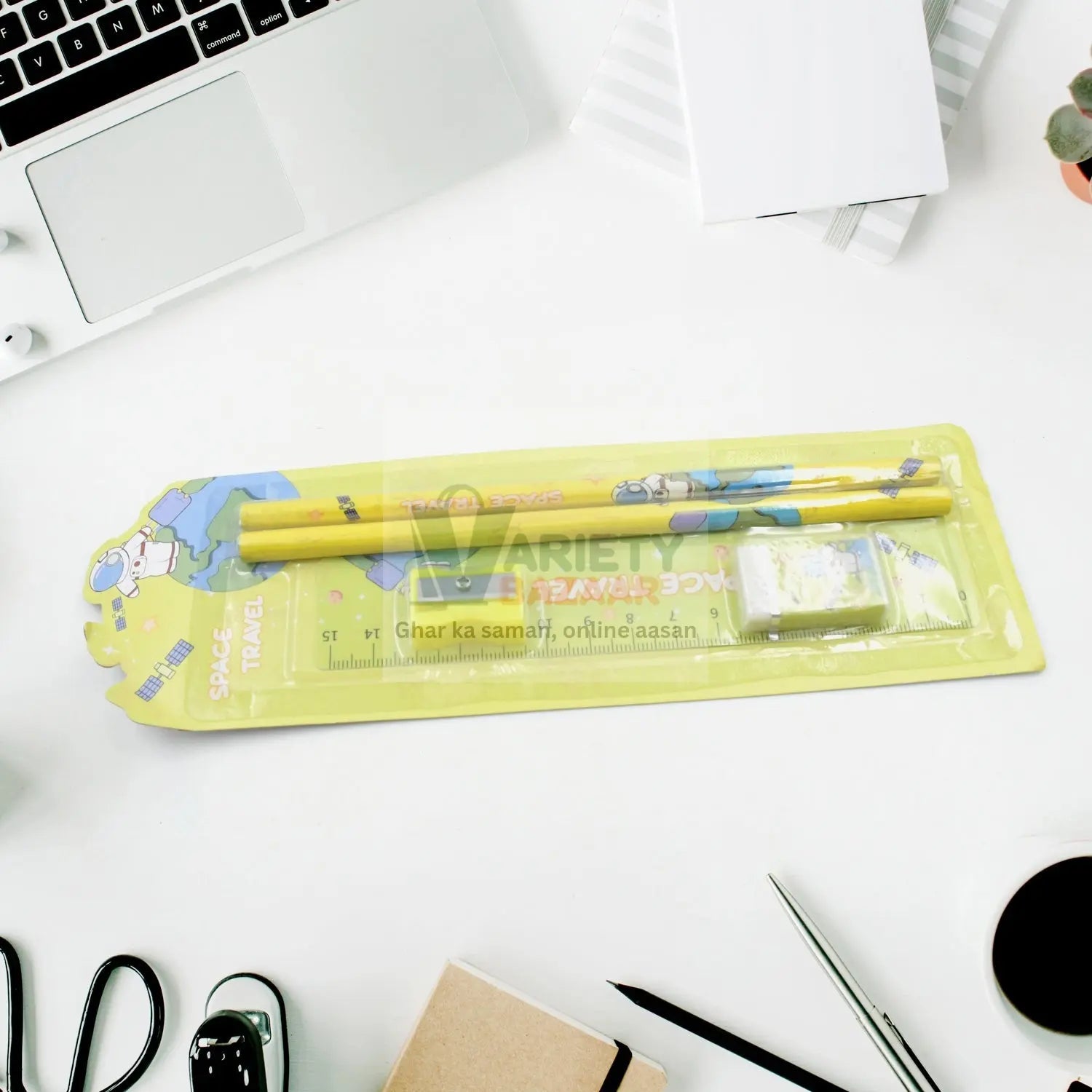 4560 Wooden Pencil Set, Stationary Set 5 in 1 Items Educational Item for School Going Kids, Stationary Set for Girls Boys/Stationary for School/Gift Pack for Girls Kids/Birthday Gift Kids (5 Pc Set Travel Sahayak