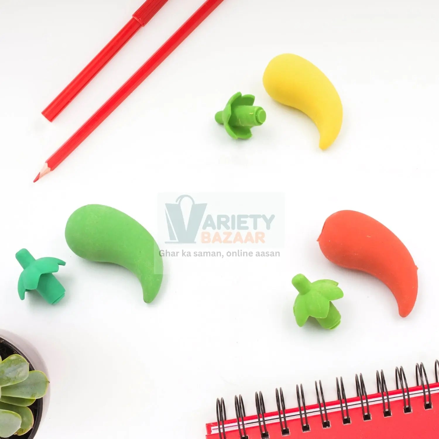 4626 3D Fancy & Stylish Colorful Chili Shape Erasers, Mini Eraser Creative Cute Novelty Eraser for Children Eraser Set for Return Gift, Birthday Party, School Prize, (3 pc Set) Travel Sahayak