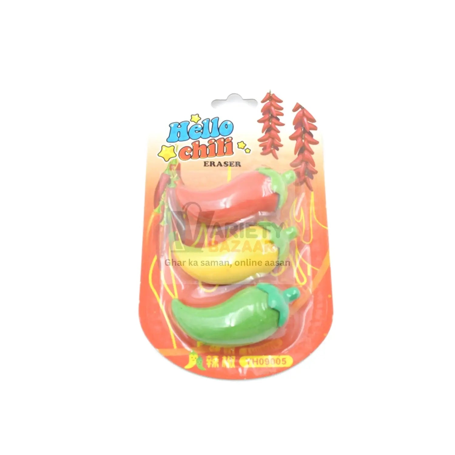 4626 3D Fancy & Stylish Colorful Chili Shape Erasers, Mini Eraser Creative Cute Novelty Eraser for Children Eraser Set for Return Gift, Birthday Party, School Prize, (3 pc Set) Travel Sahayak