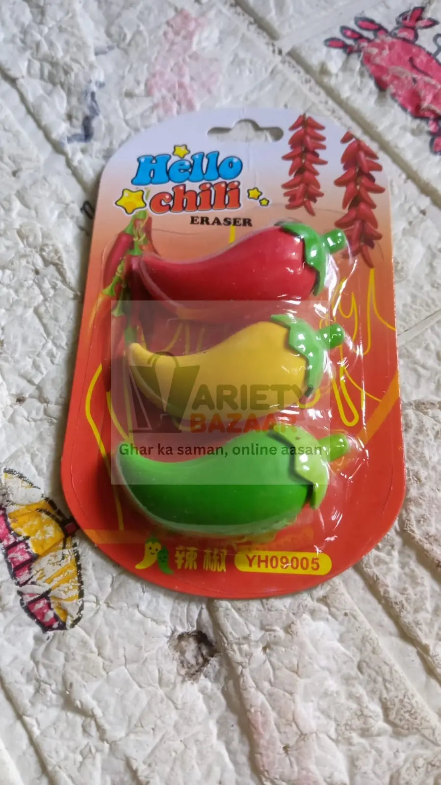 4626 3D Fancy & Stylish Colorful Chili Shape Erasers, Mini Eraser Creative Cute Novelty Eraser for Children Eraser Set for Return Gift, Birthday Party, School Prize, (3 pc Set) Travel Sahayak