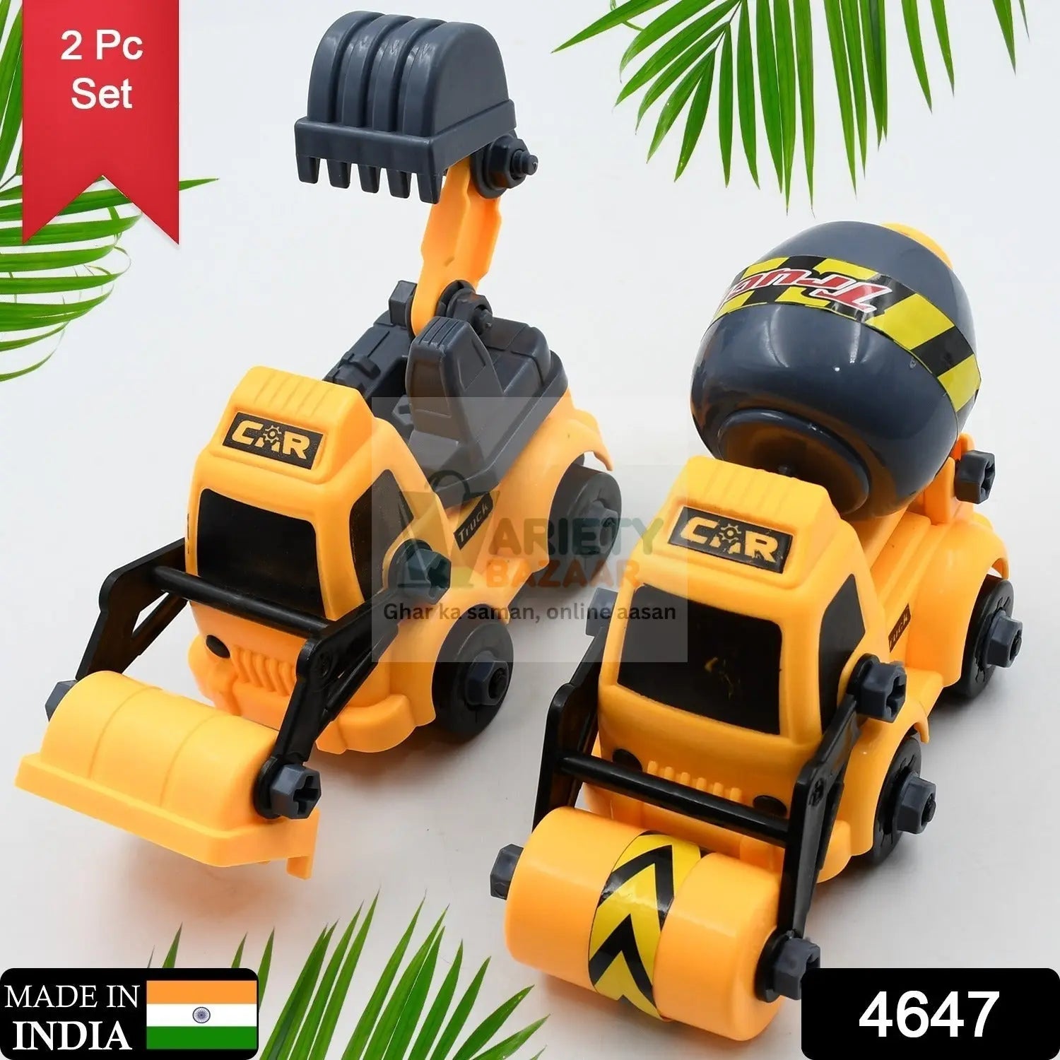 4647 Engineering vehicles Nut Assembly Vehicle Toy, DIY Nut Assembly Vehicle Model Toy Highly Simulation Children Kids Car Model Toy Set (2 Pc Set) Travel Sahayak