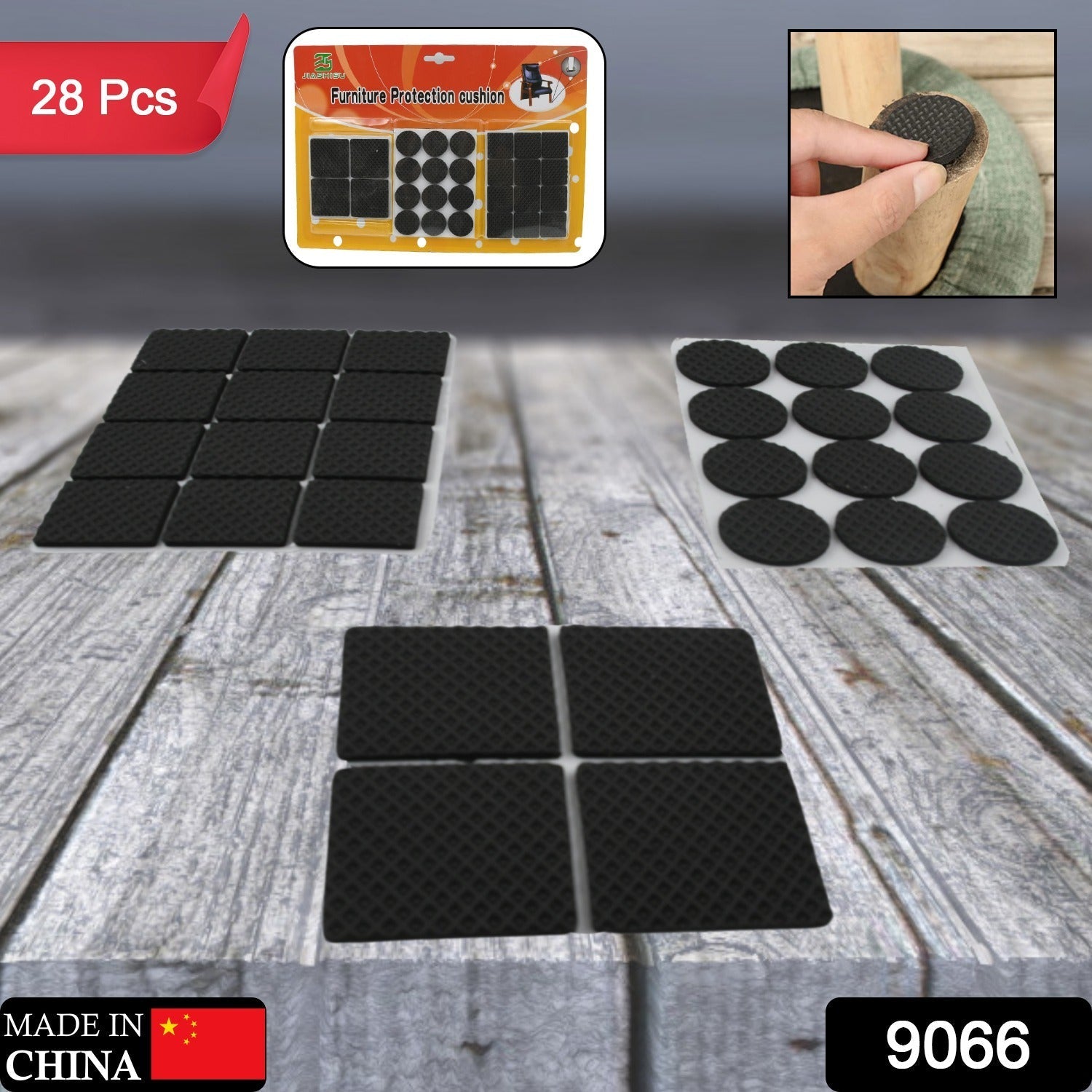 9066 28 pc Rubber furniture Pads Self Sticking Non Slip Furniture Noise Insulation Pads Travel Sahayak