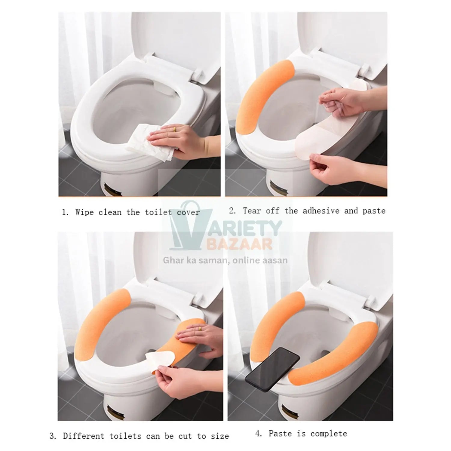 4872 Toilet Seat Cover, Toilet Seat Cushion Soft and Warm Washable Toilet seat Cover Pads Comfortable Travel Sahayak