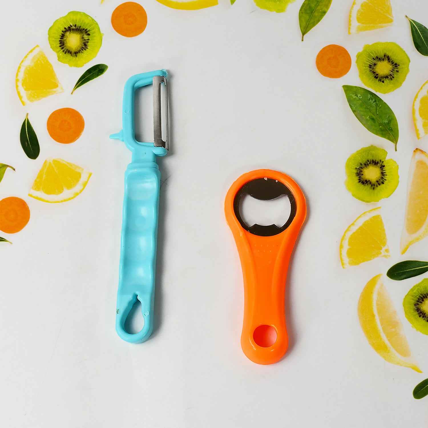 8261 Vegetable Fruit Peelers Slicer Bottle Opener Kitchen Peeler For Veggie Fruit Potato Carrot Bottle Opener With Plastic Handle Bottle Openers Wine Bottle Opener Cold Drink Bottle Opener (2pc)